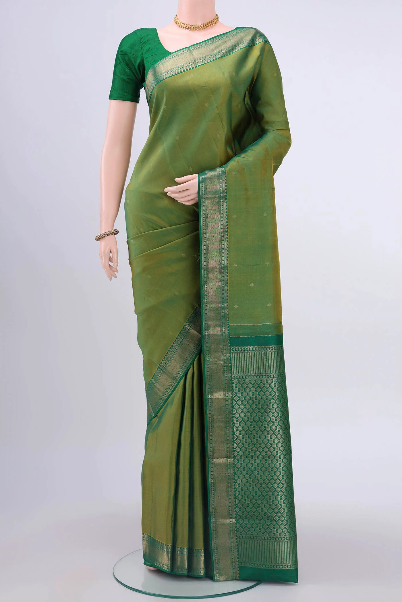 Mehandi Green Nangavalli Silk [ Salem ] Saree