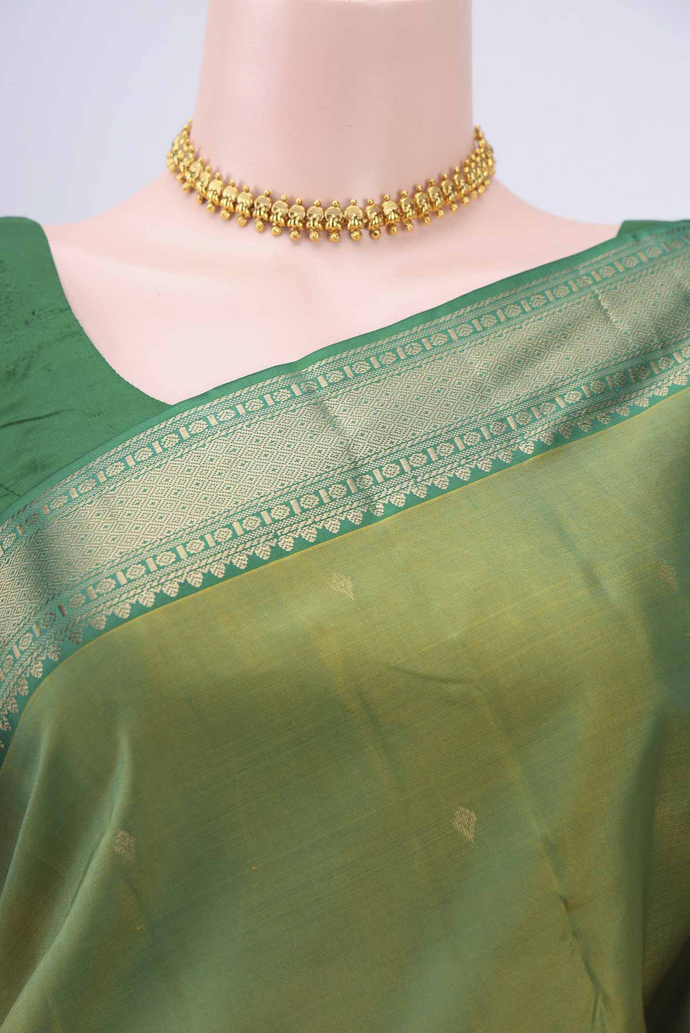 Mehandi Green Nangavalli Silk [ Salem ] Saree - Image 2