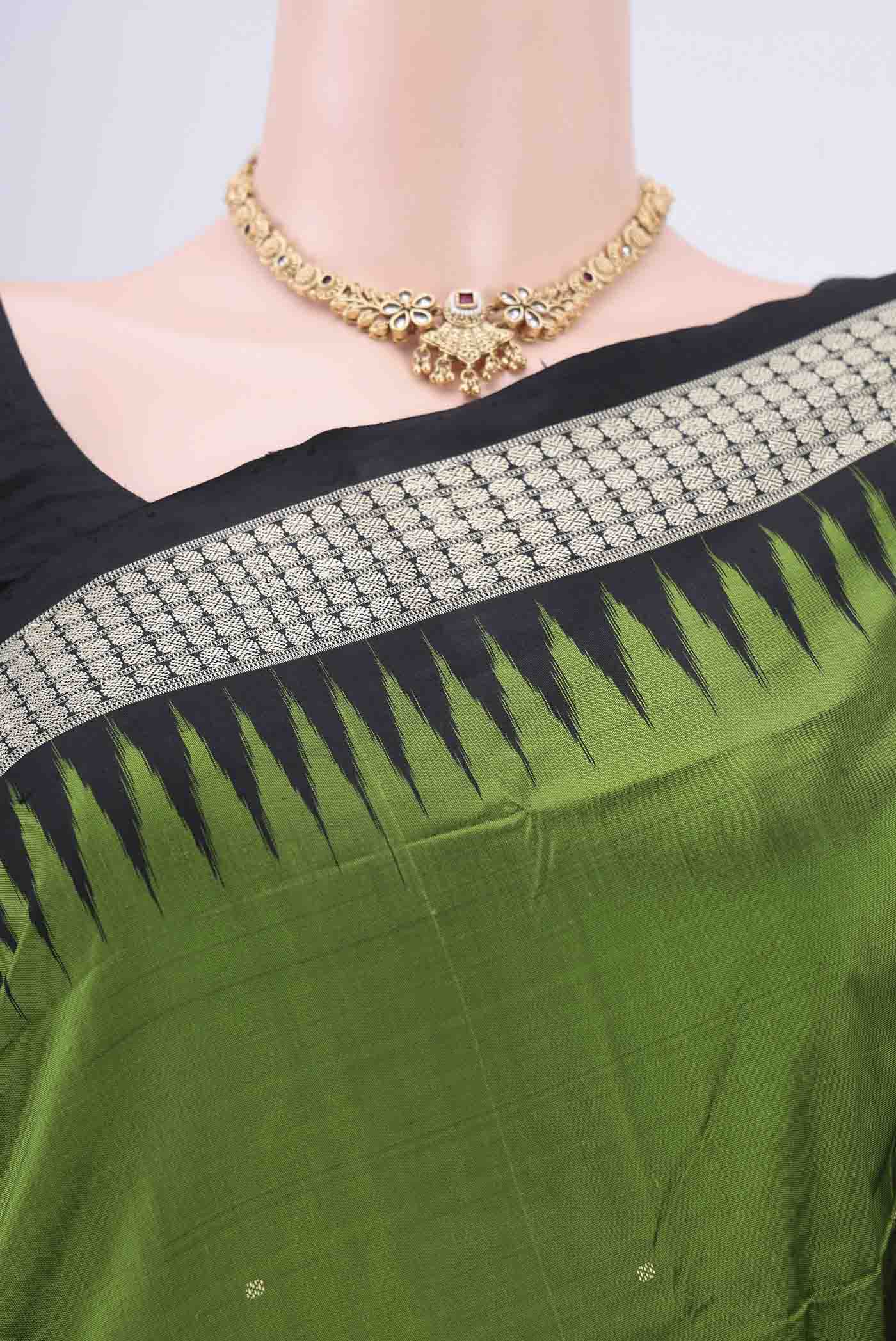 Mehandi Green Orissa Silk Saree - Image 2