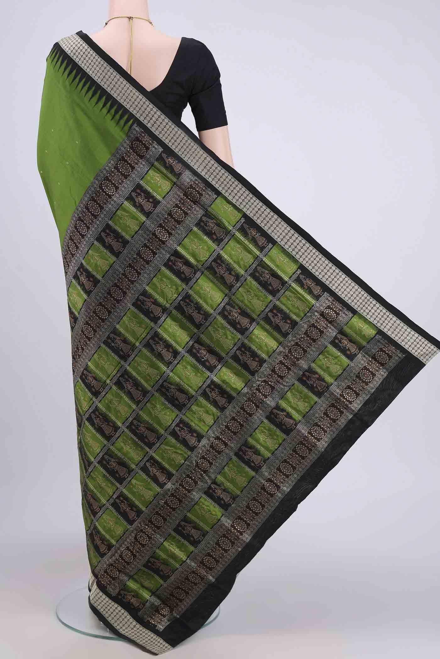 Mehandi Green Orissa Silk Saree - Image 3