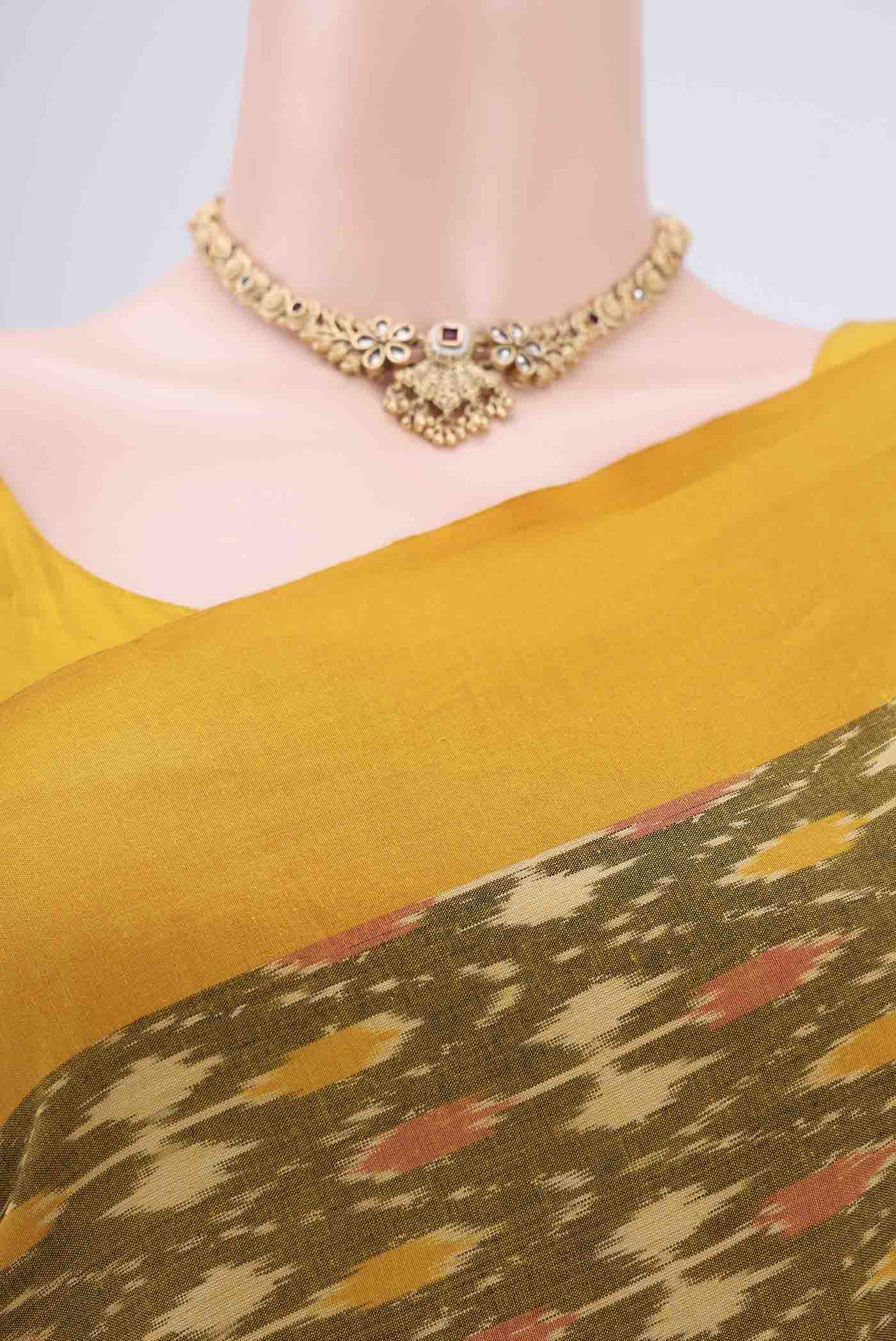 Mehandi Green Pochampally Cotton Saree - Image 2