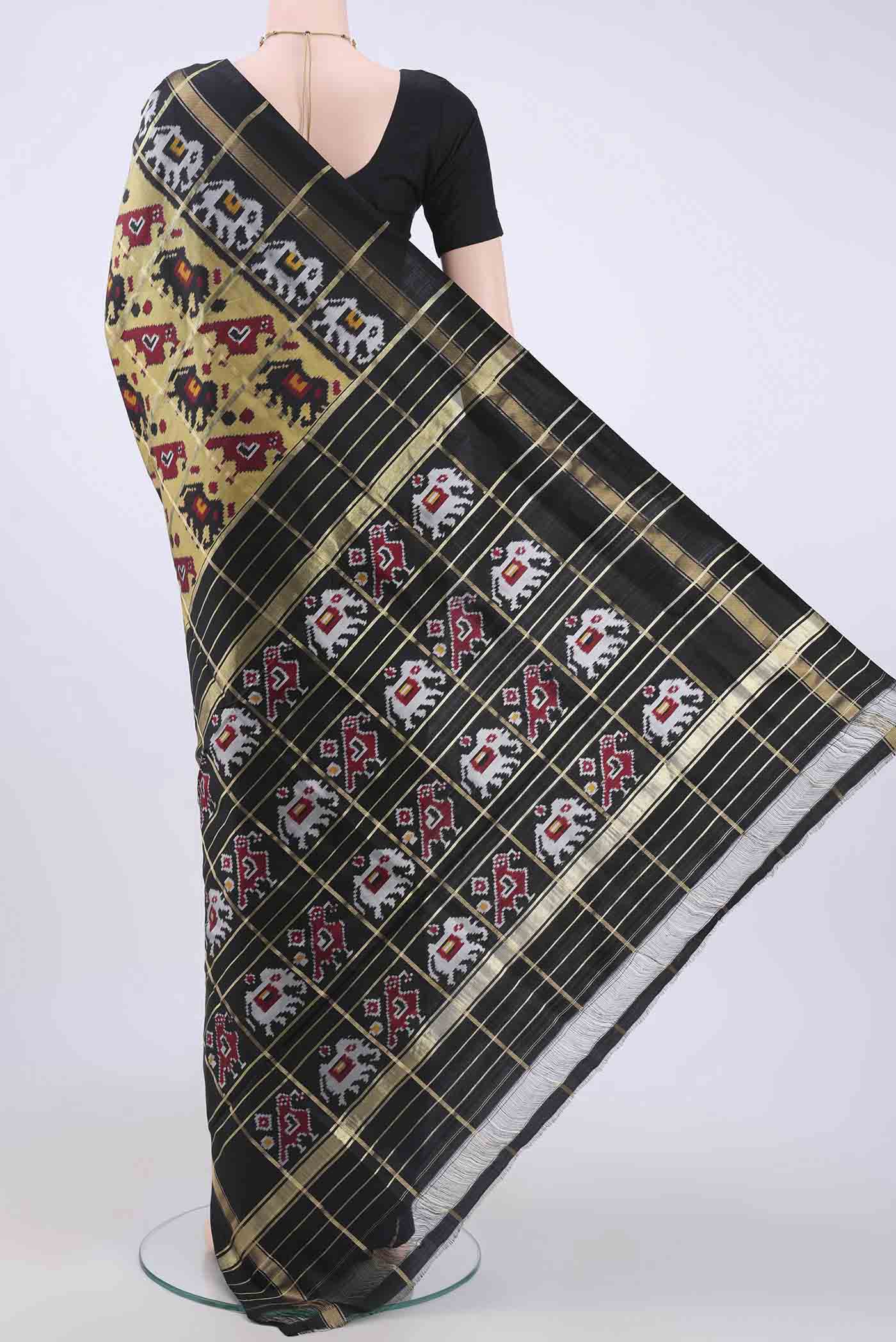 Mehandi Green Pochampally Silk Saree - Image 3