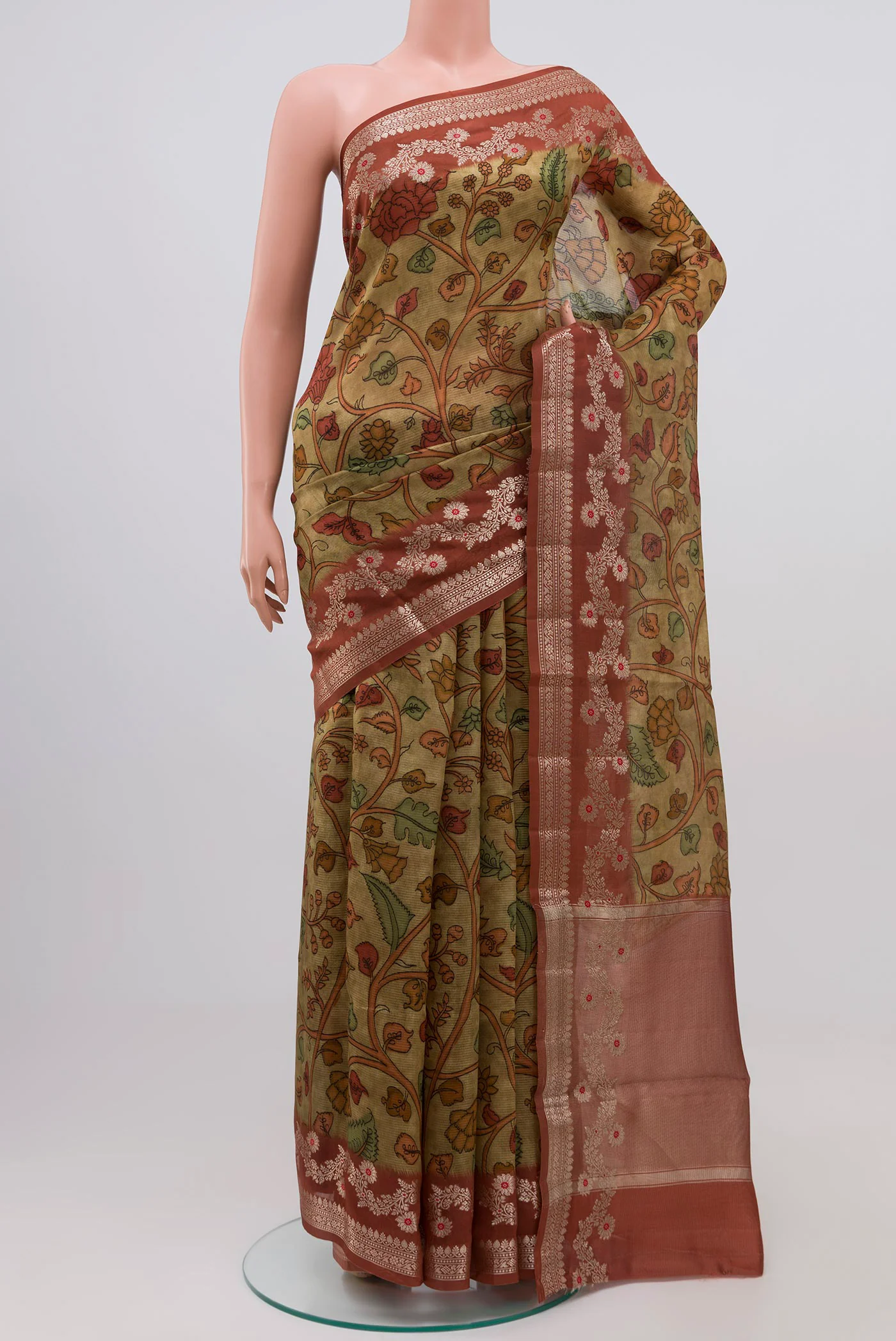 Beige Banarasi Raw Silk Saree
