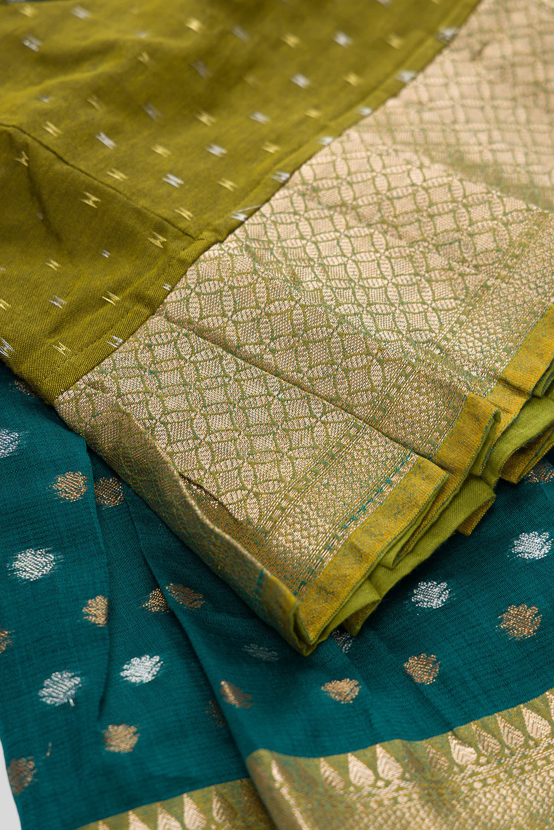 Mehandi Green Readymade Cotton Pavadai Set  | Lehanga & Blouse - Image 6