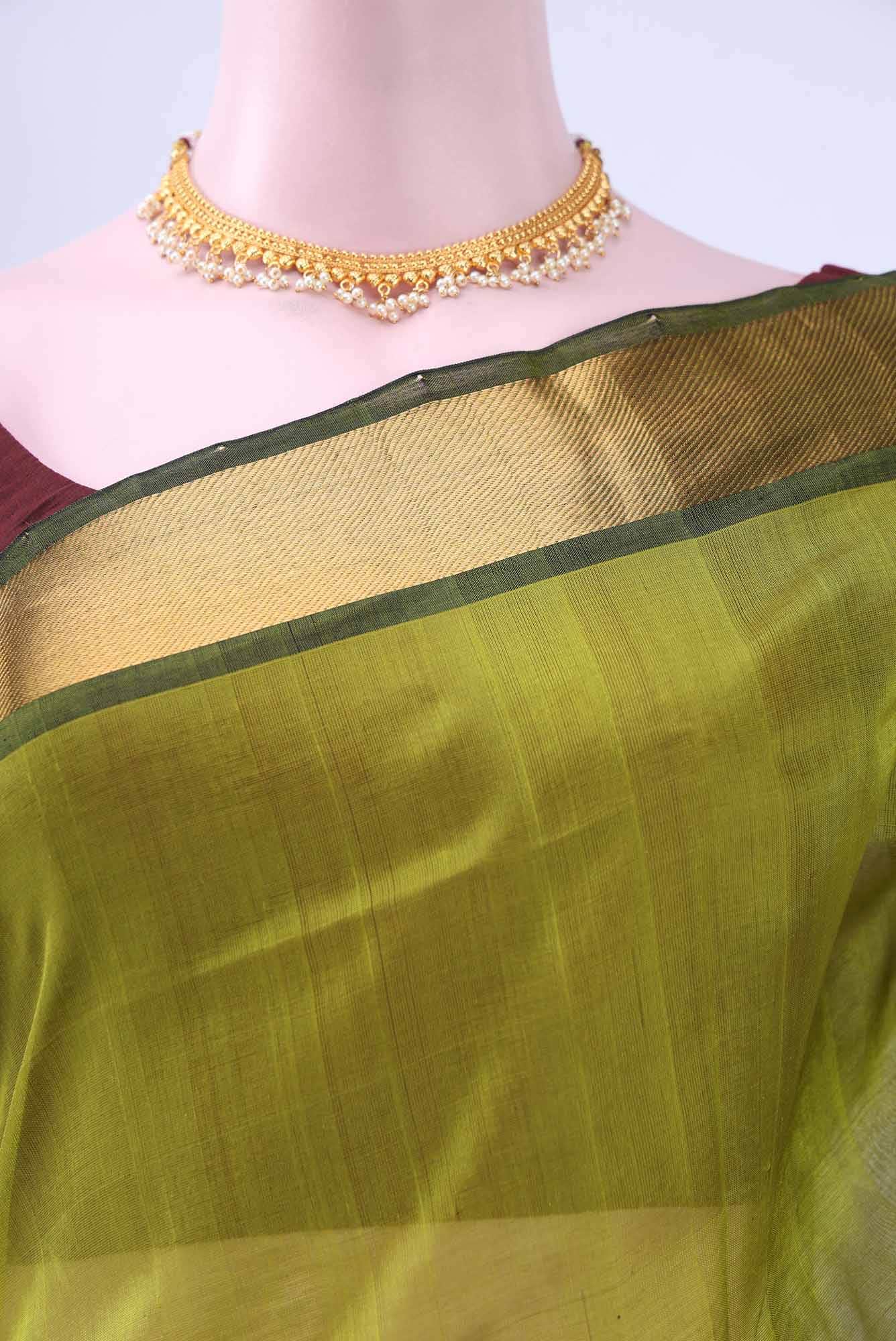 Mehandi Green Silk Cotton Saree - Image 2