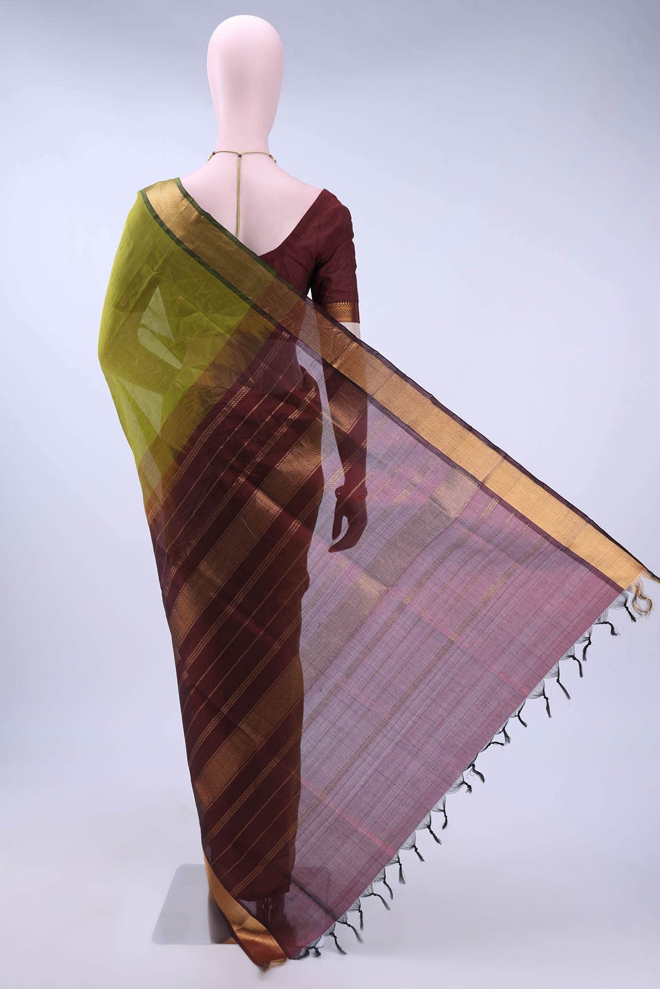 Mehandi Green Silk Cotton Saree - Image 3