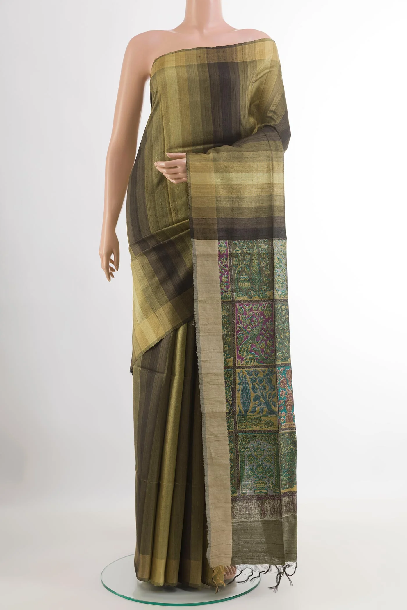 Multi Color Tussar Silk Saree