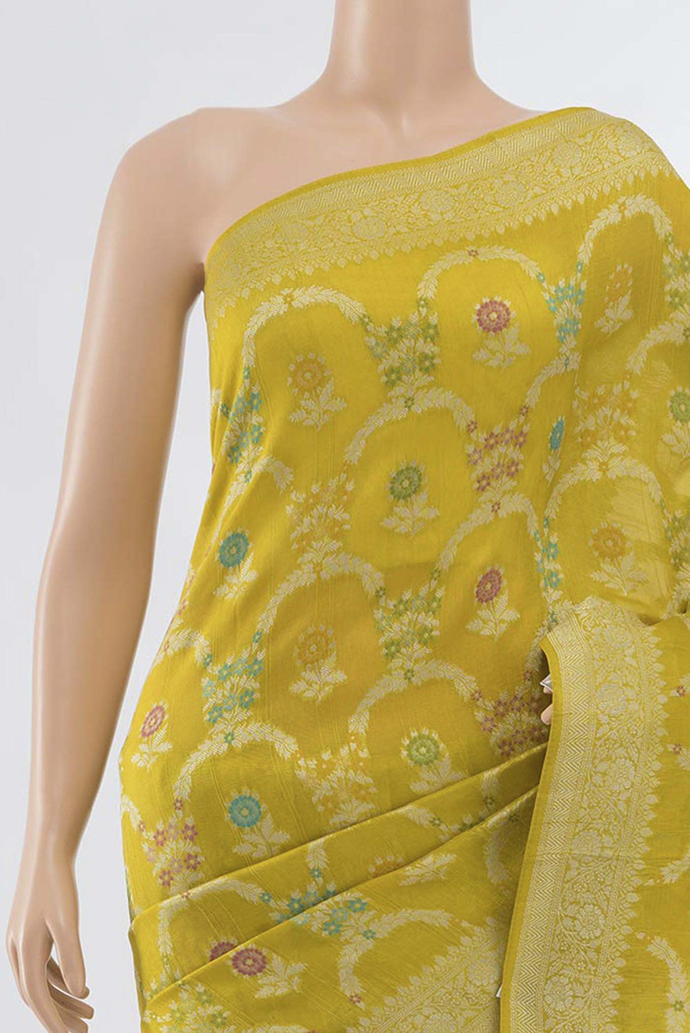 Mehandi Green Tussar Silk Saree - Image 2
