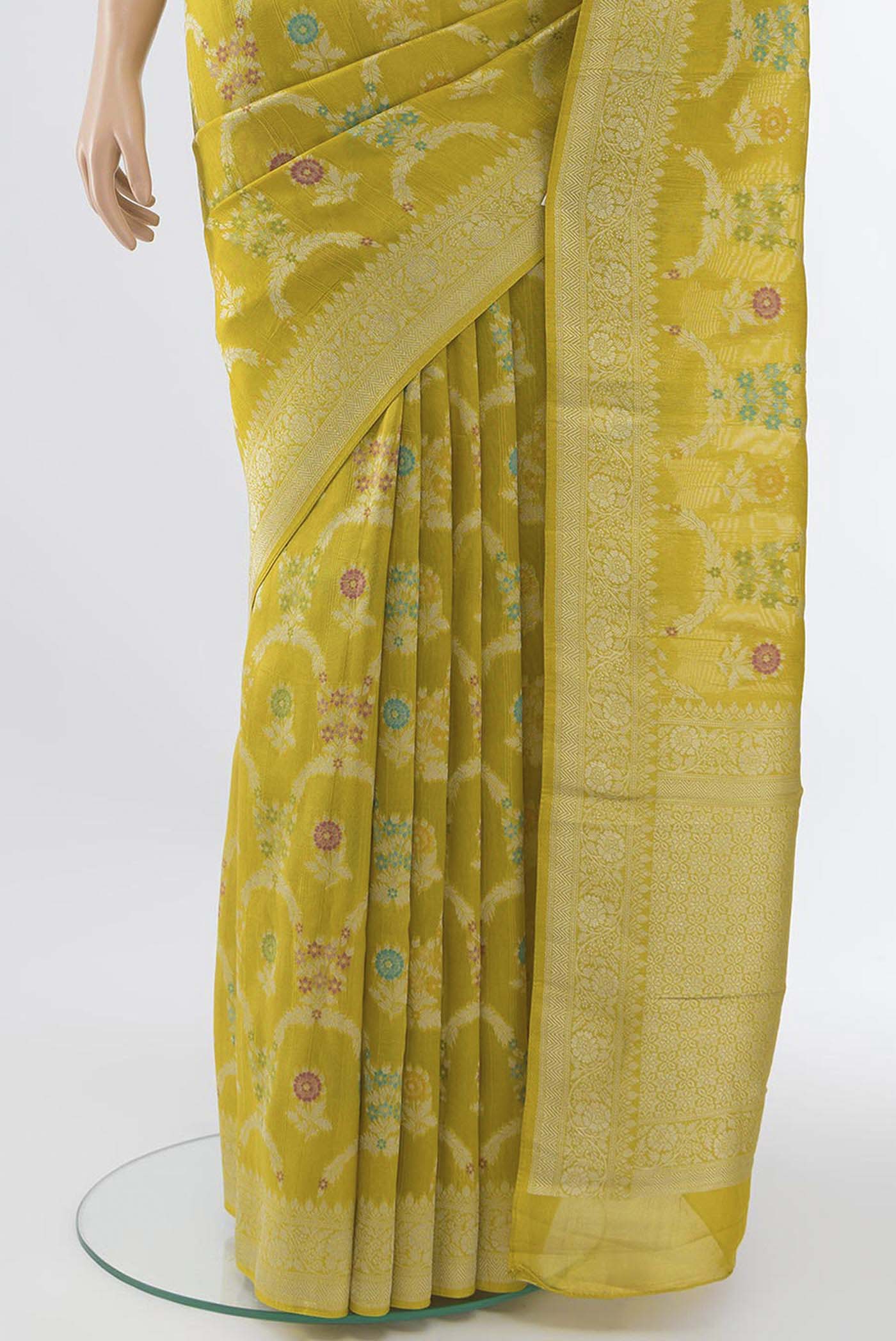 Mehandi Green Tussar Silk Saree - Image 3