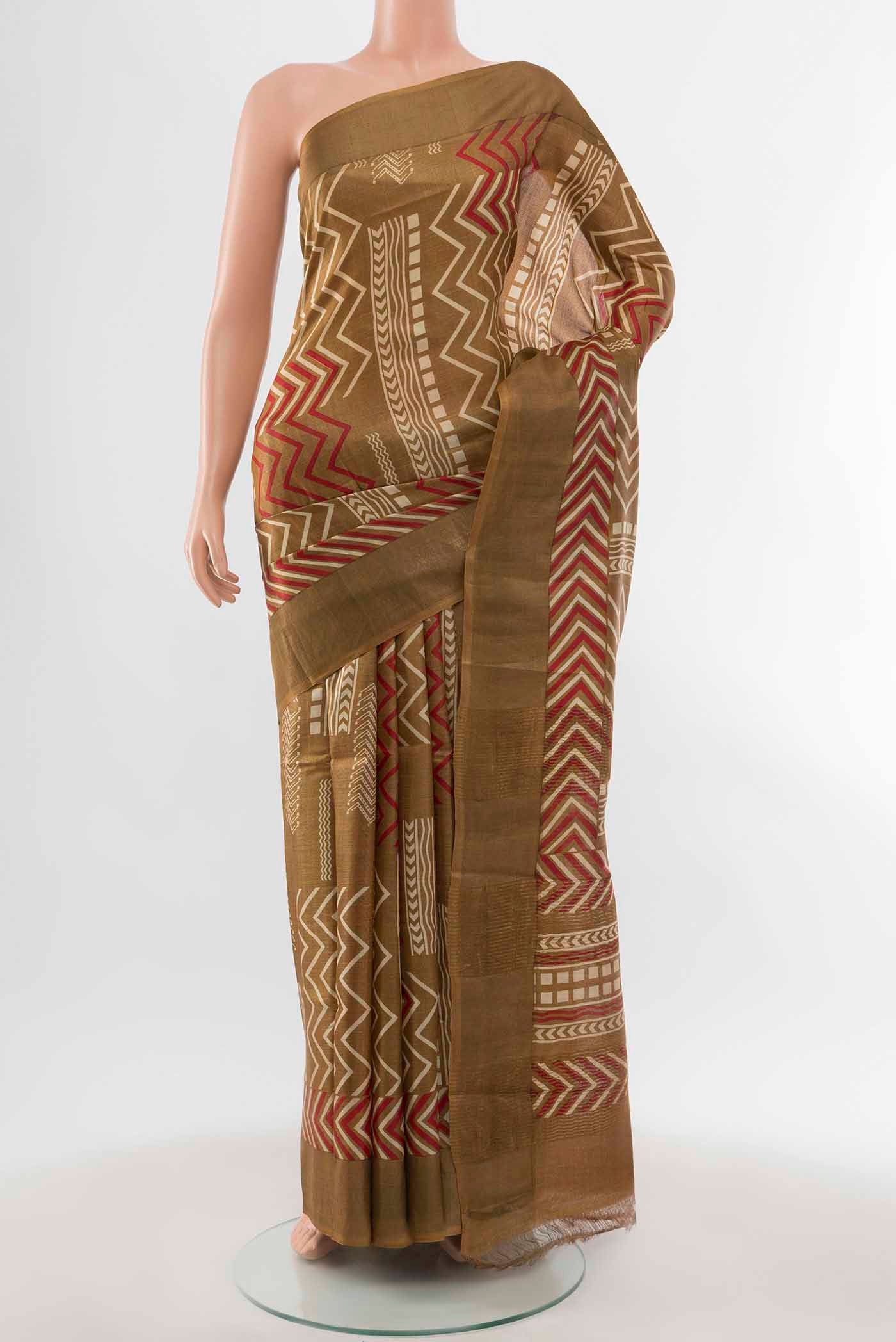 Mehandi Green Tussar Silk Saree