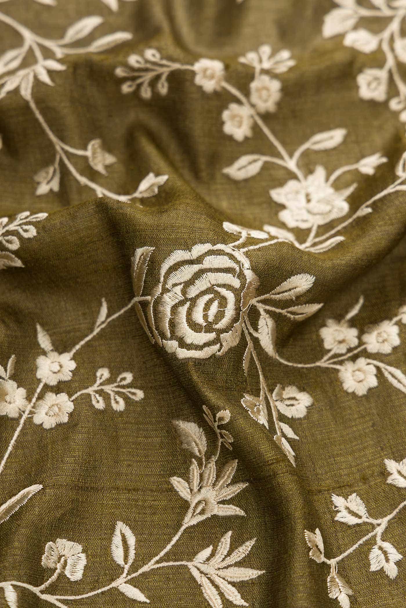 Mehandi Green Tussar Silk Saree - Image 3