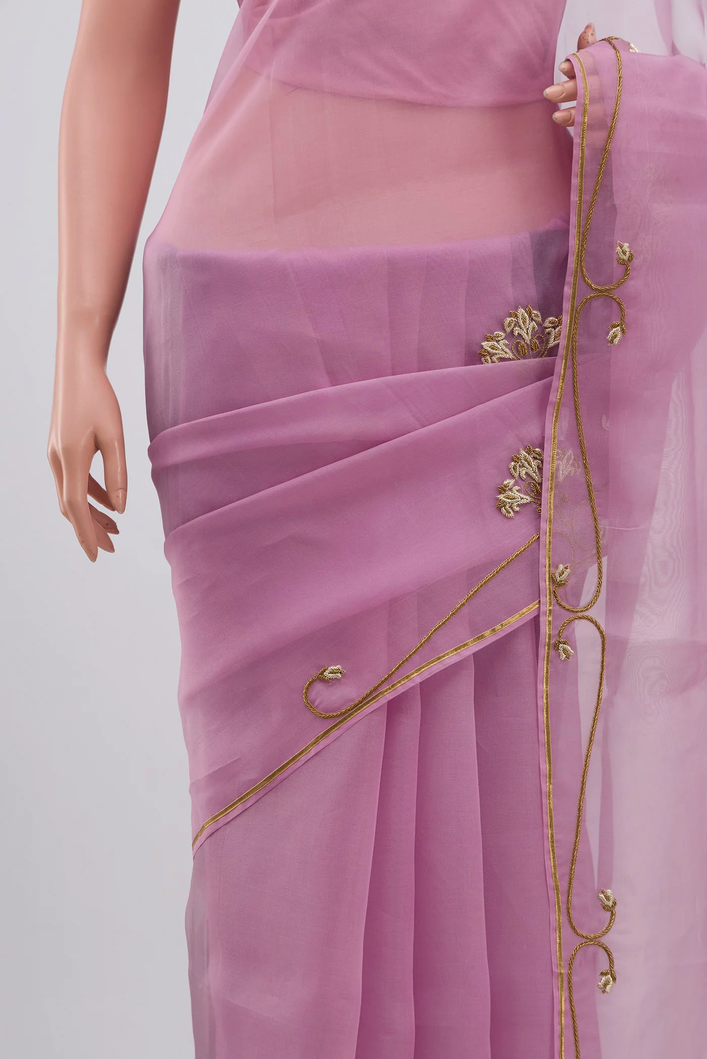 Meher- Baby Pink Organza Silk Saree - Image 4
