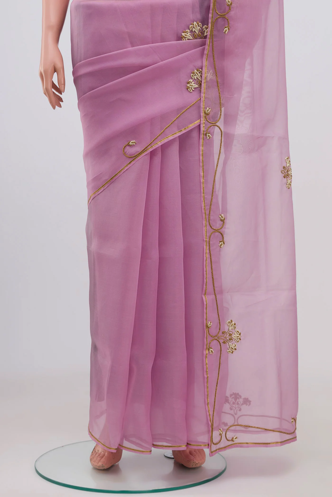 Meher- Baby Pink Organza Silk Saree - Image 5