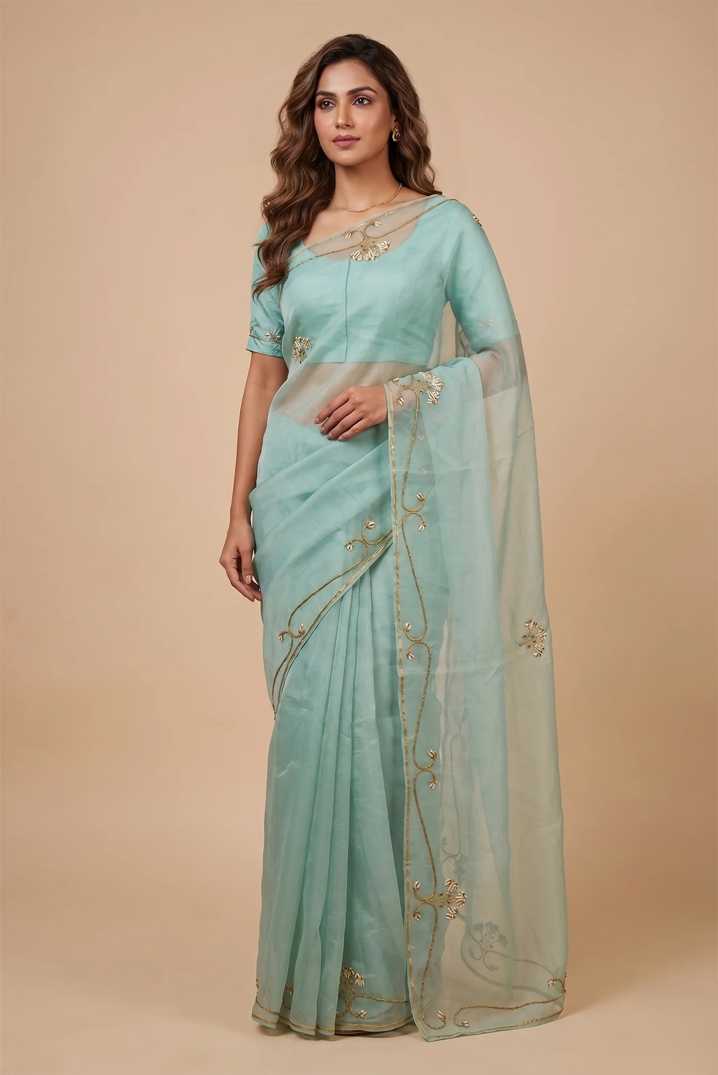 Meher- Green Organza Silk Saree