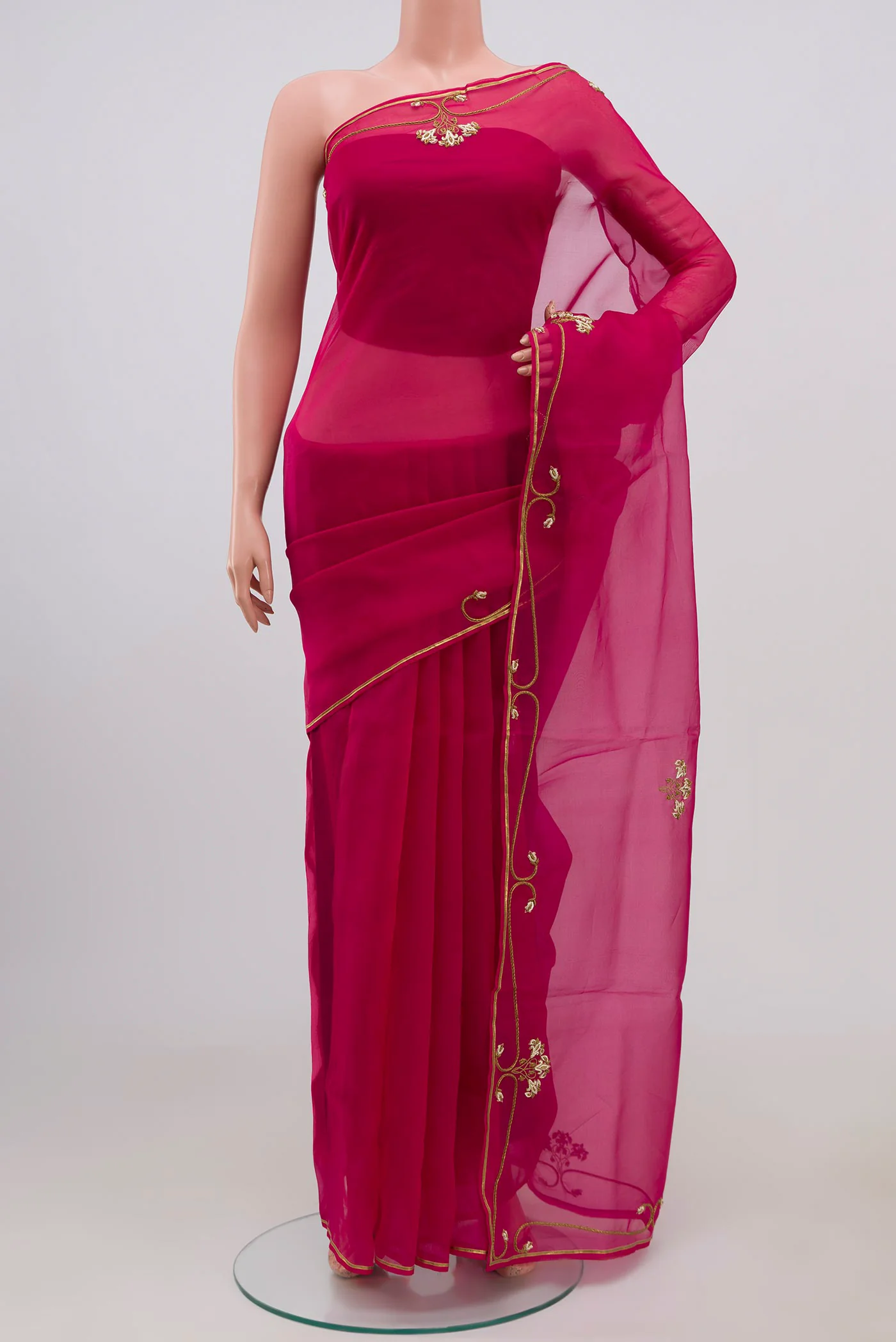 Meher- Hot Pink Organza Silk Saree - Image 2