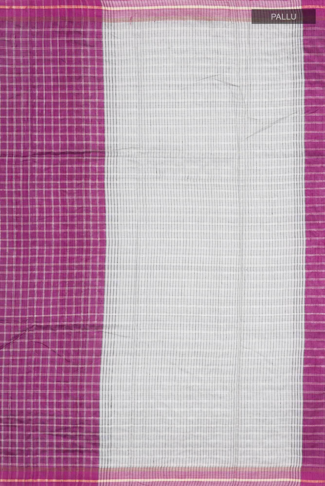 Metallic Magenta-Magenta Bhagalpuri Tussar Silk Saree - Image 6
