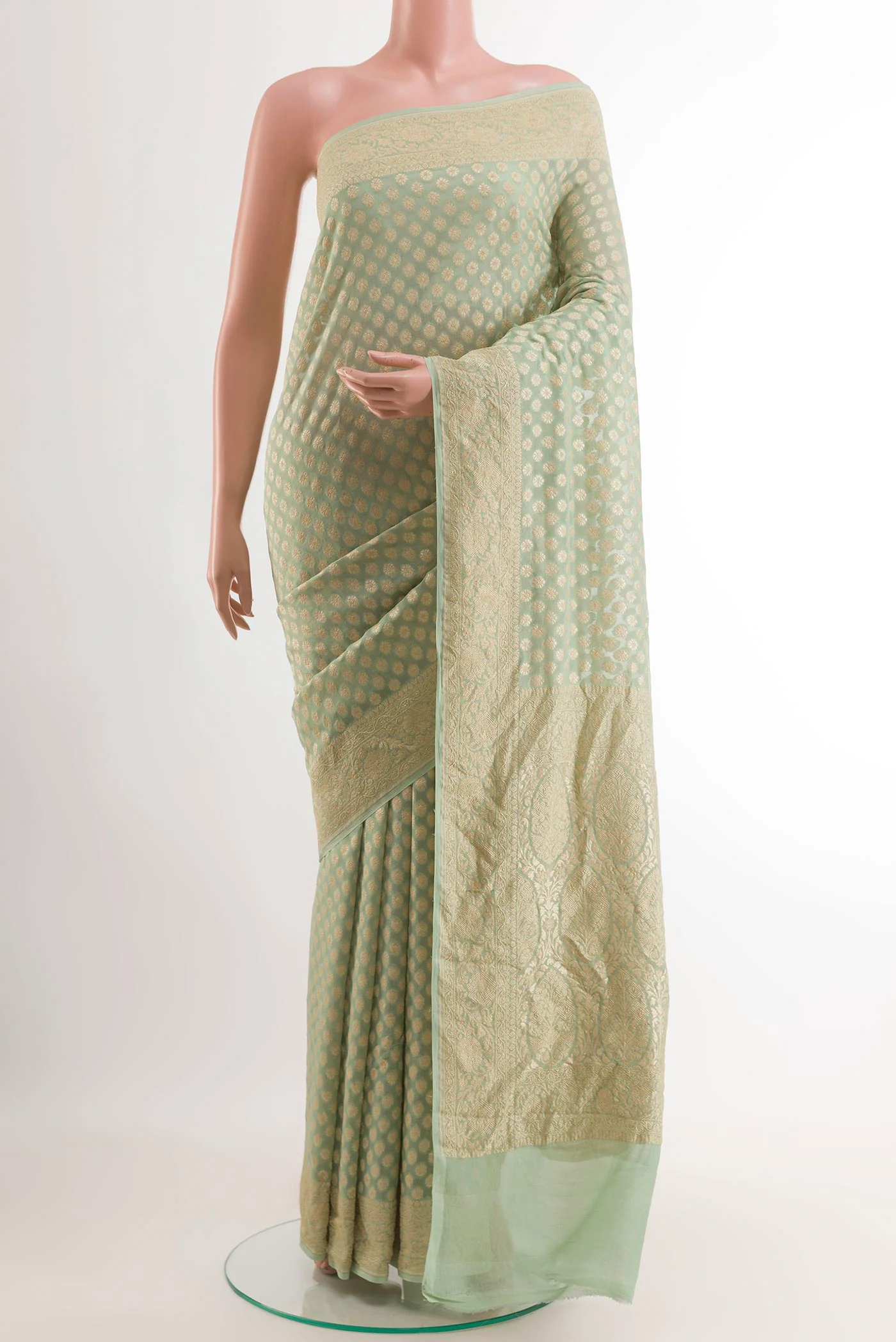 Mint Green Banarasi Georgette Saree