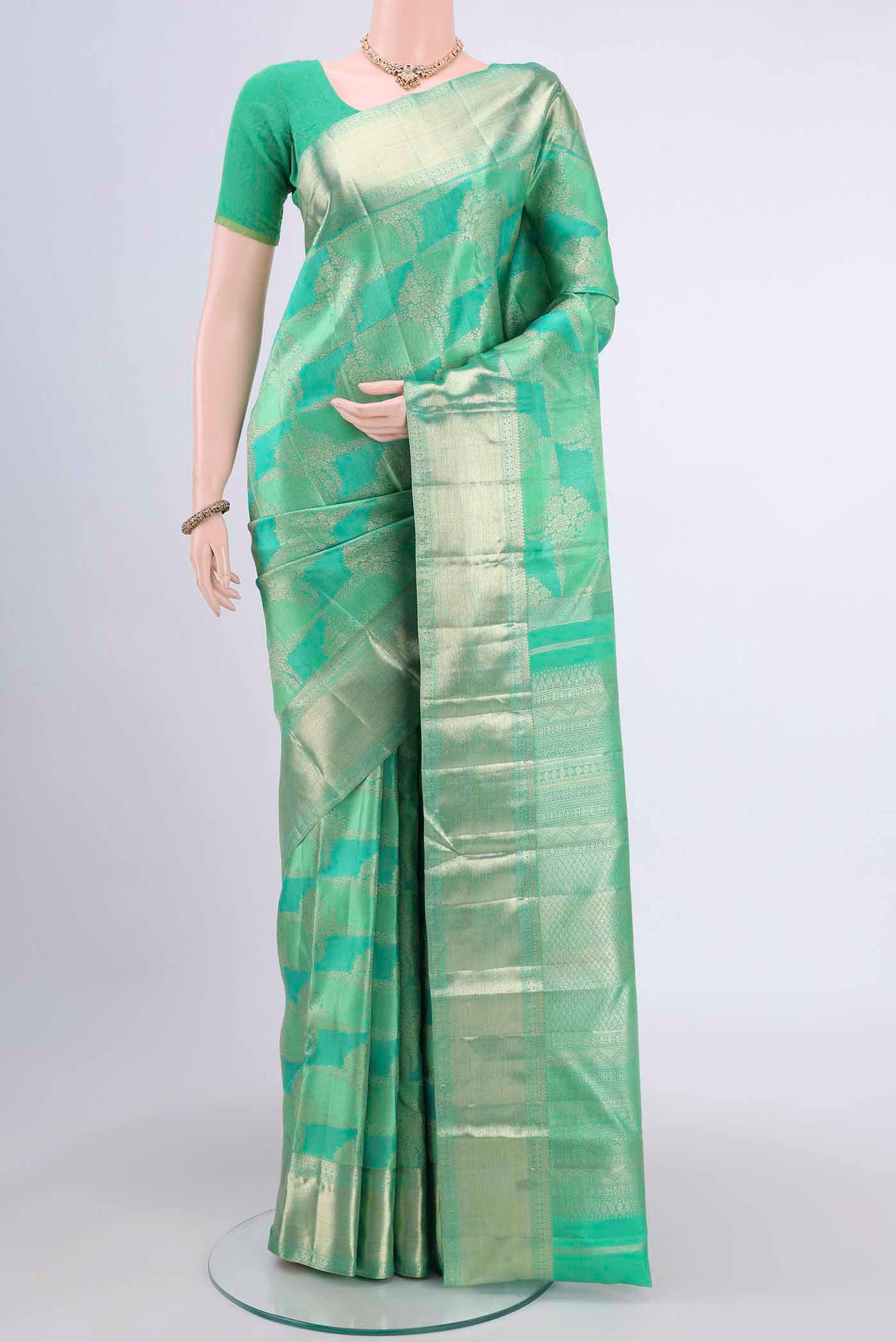 Mint Green Dual Tone Kanjivaram Saree