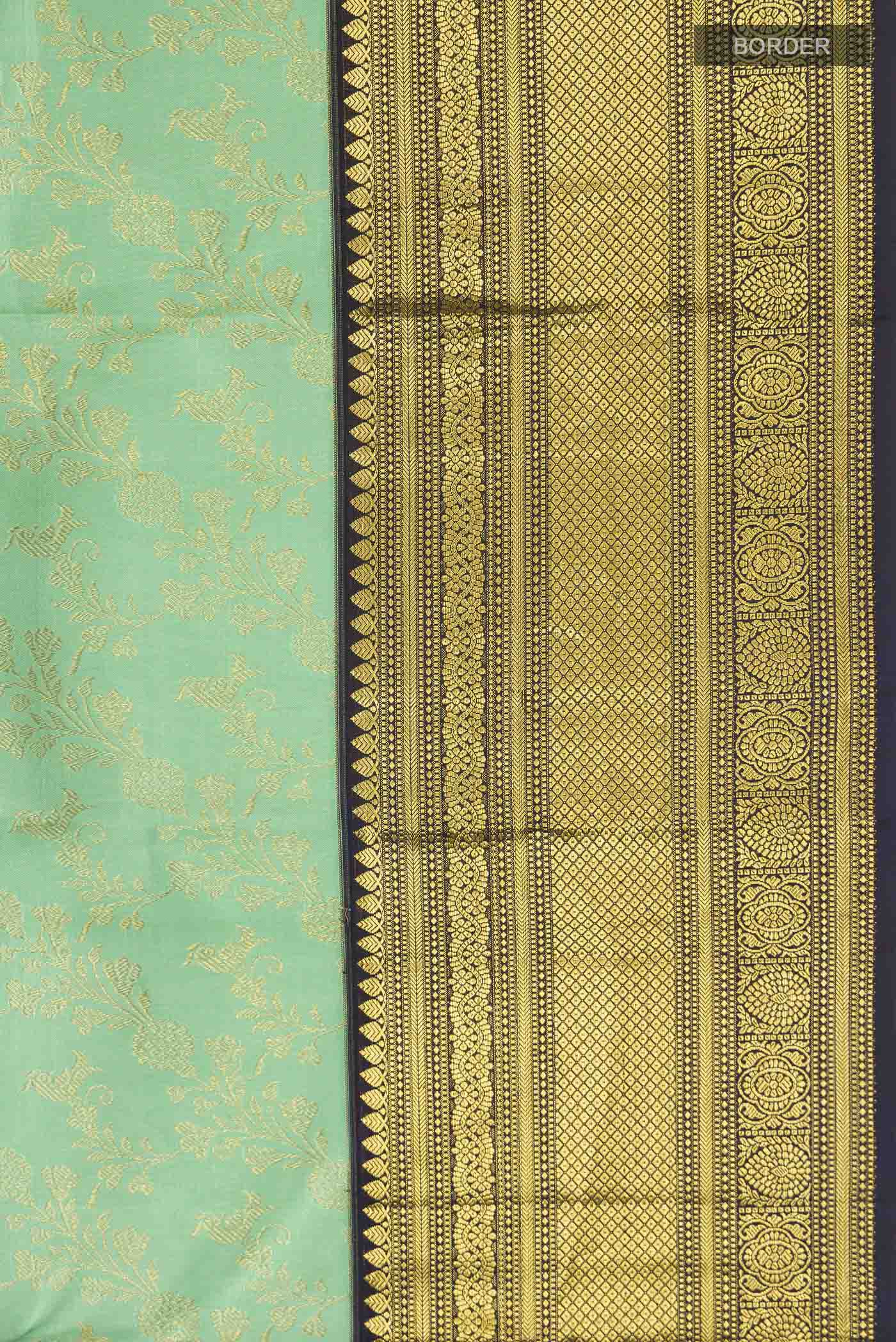 Mint Green Kanchipuram Silk Saree - Image 3