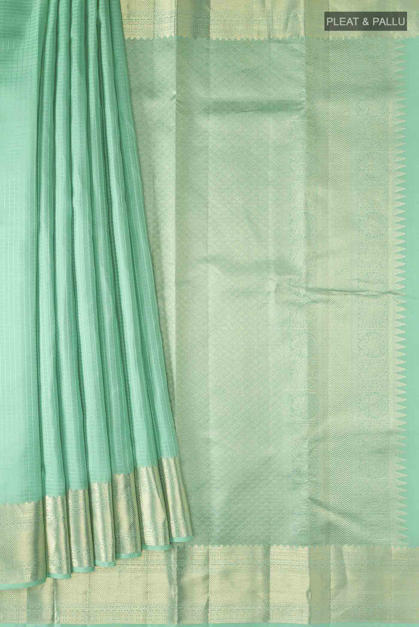 Mint Green Kanchipuram Silk Saree - Image 4