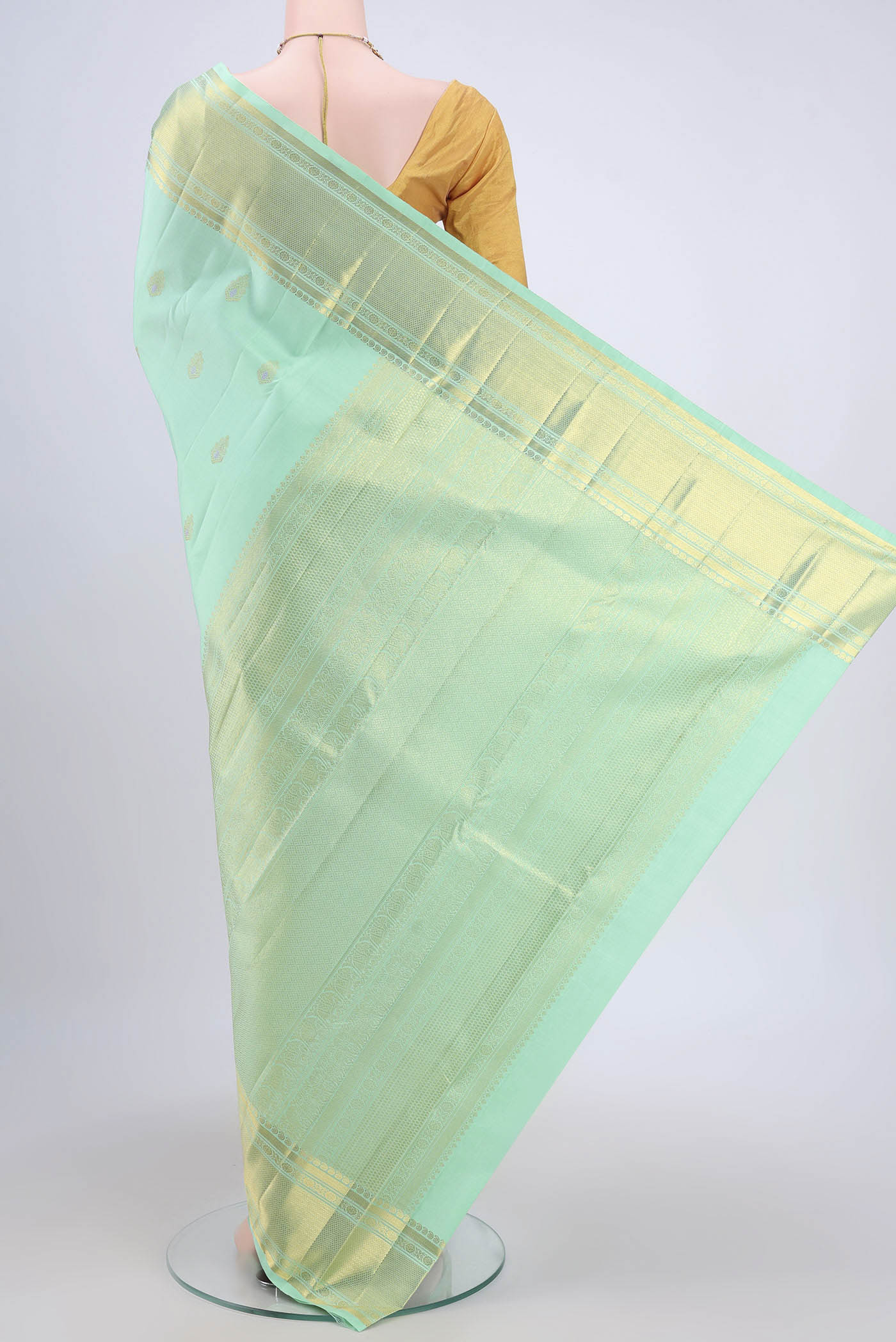 Sea Green Kanjivaram Saree - Image 3