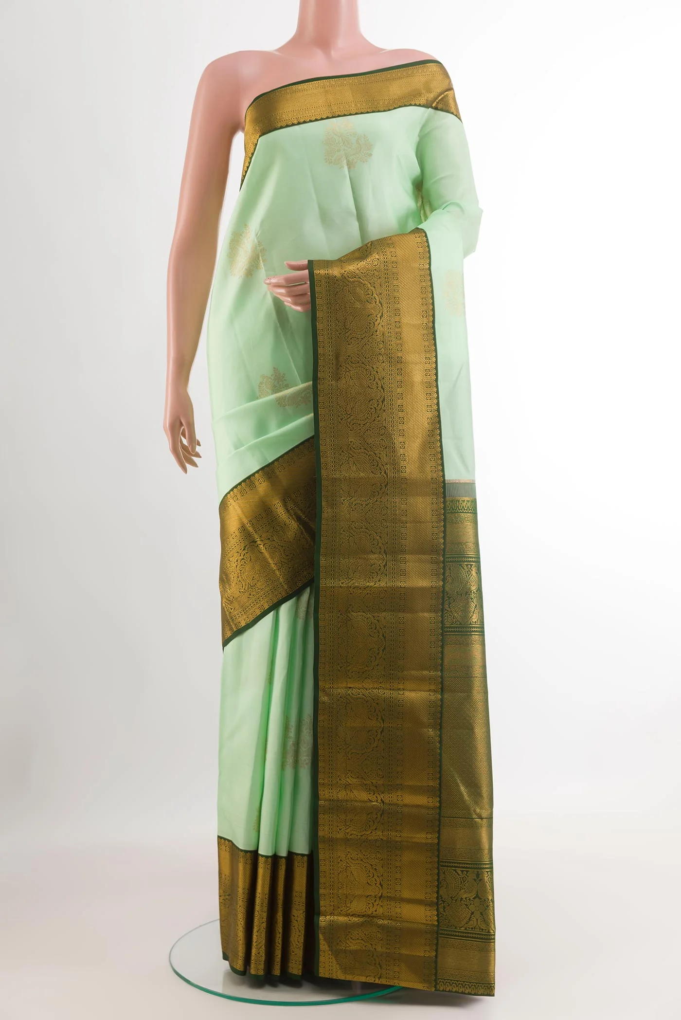 Mint Green Kanjivaram Silk Saree