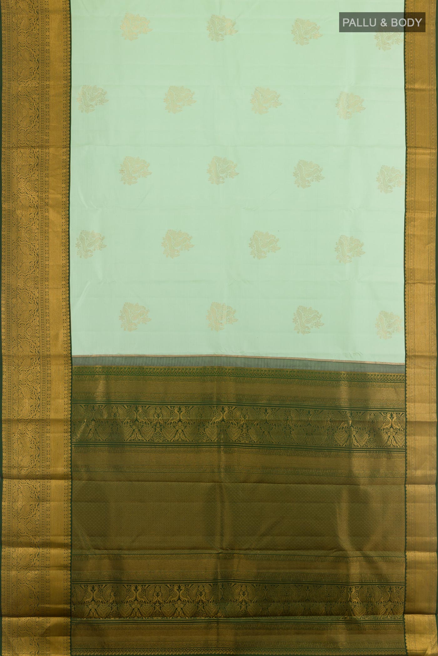 Mint Green Kanjivaram Silk Saree - Image 3