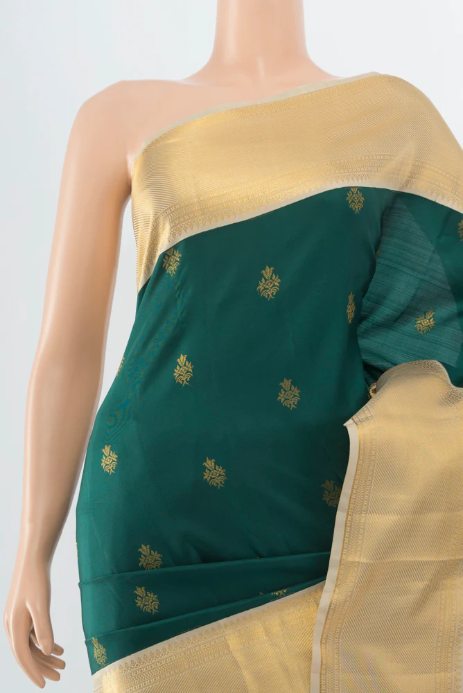 Teal Kanjivaram Silk Saree - Image 2