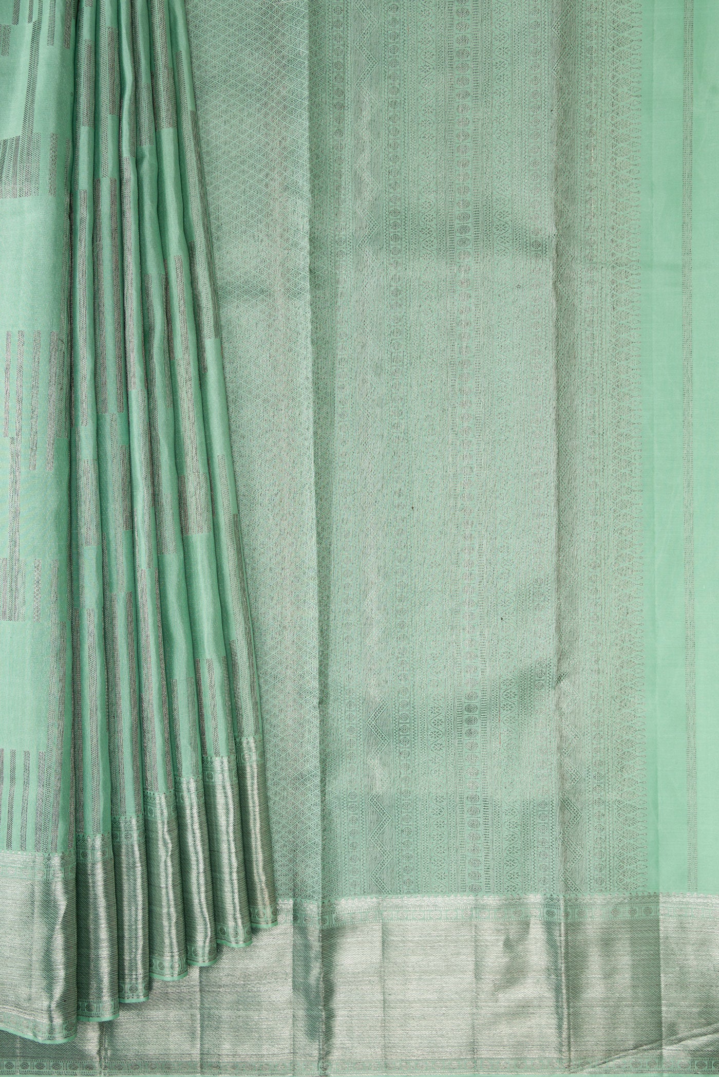 Mint Green Kanjivaram Silk Saree - Image 4