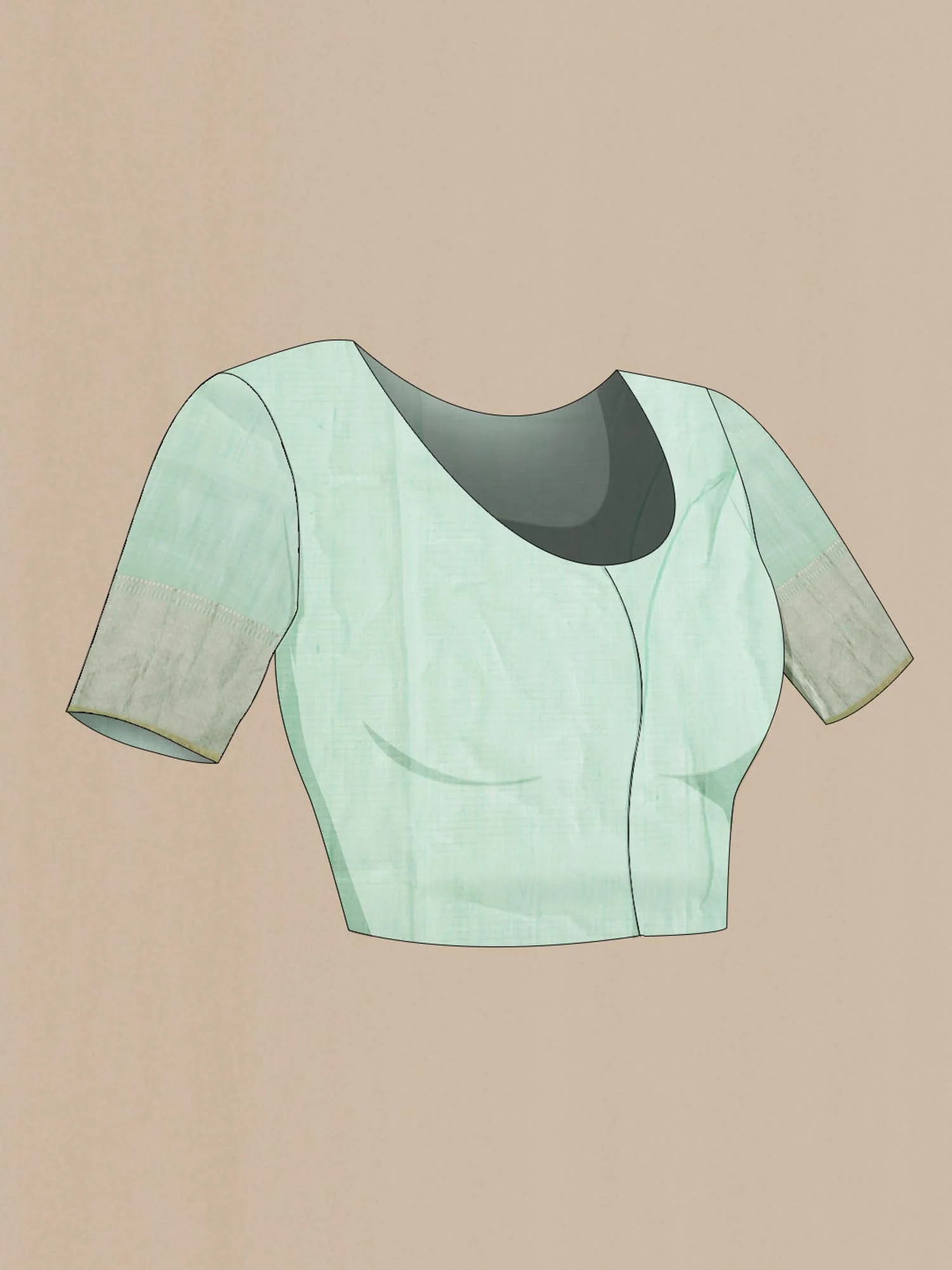 Mint Green Kota Silk Saree - Image 5