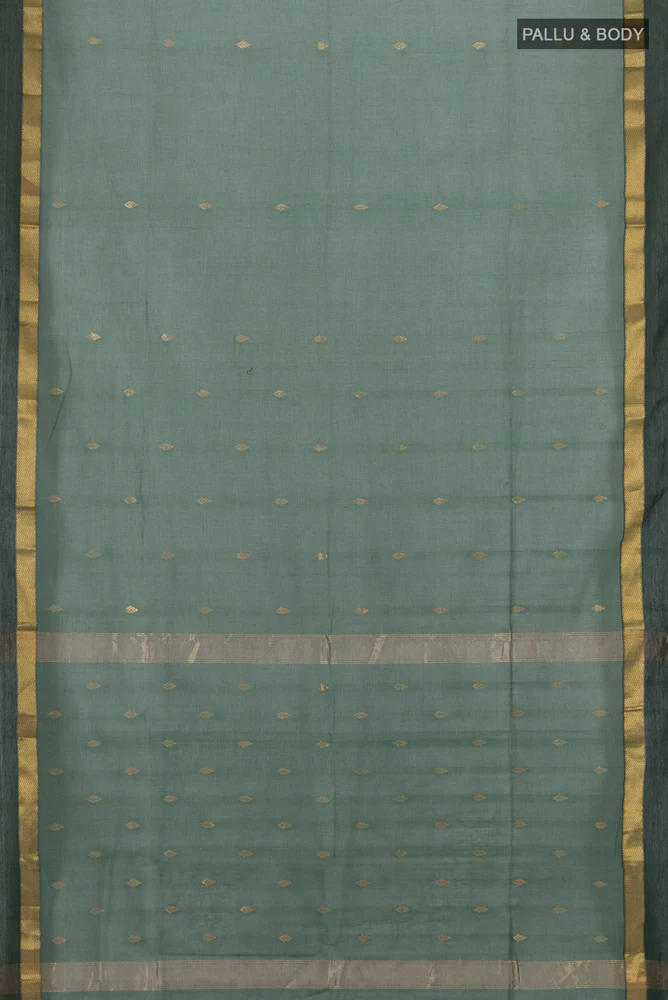 Bottle Green Maheshwari Silk Cotton Saree - Image 5