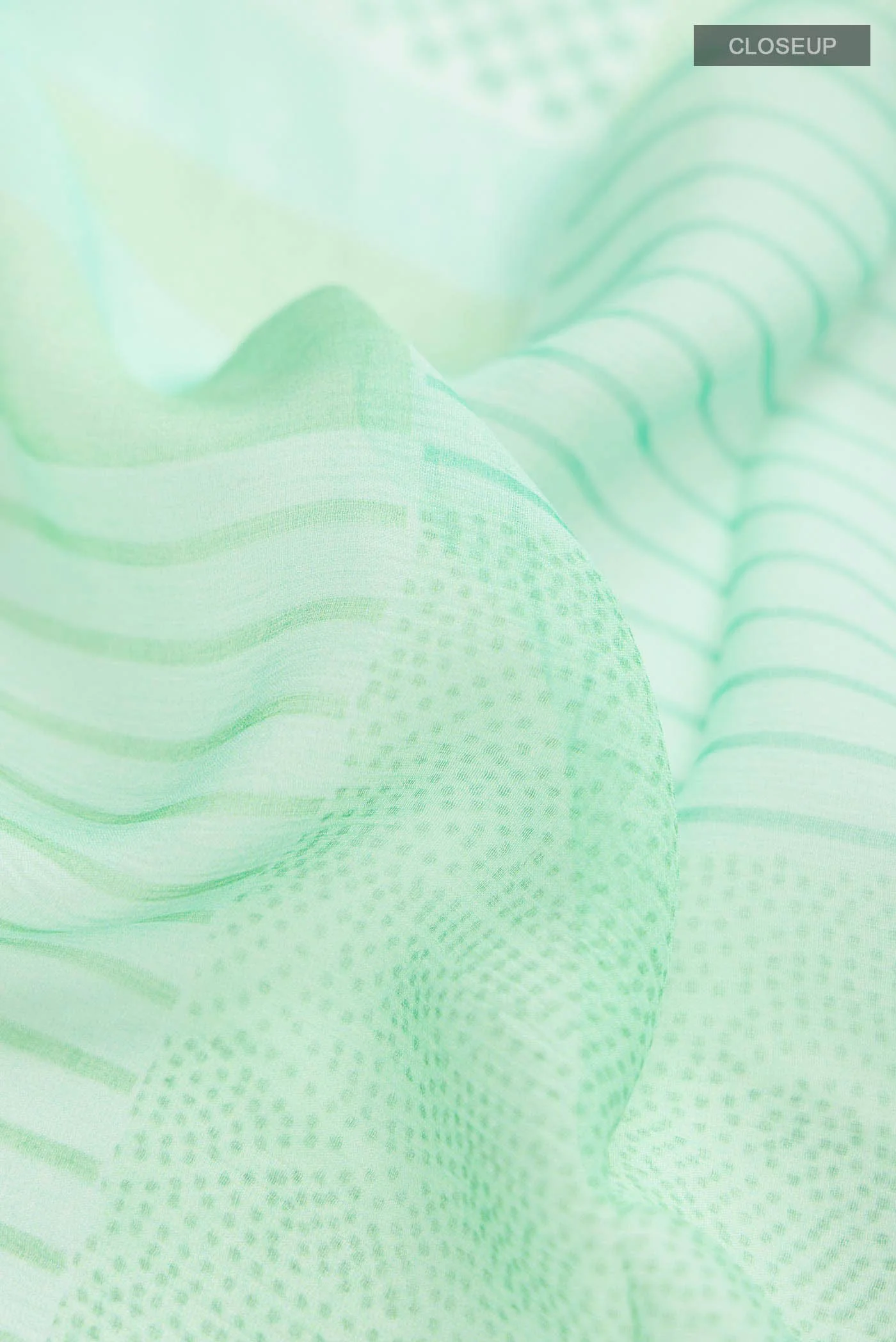 Mint Green Mysore Chiffon Saree - Image 2