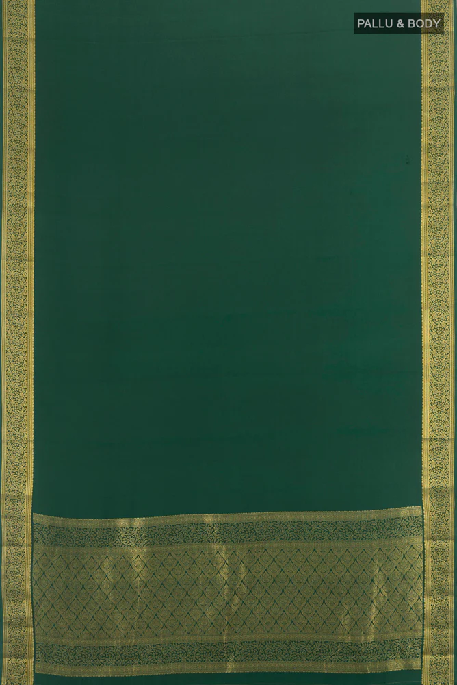 Bottle Green Mysore Crepe Saree - Image 5