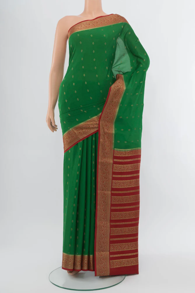 Green Mysore Crepe Saree