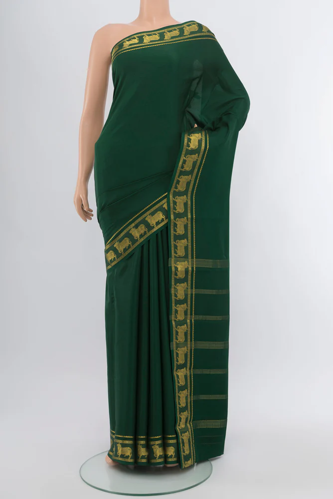 Bottle Green Mysore Crepe Saree