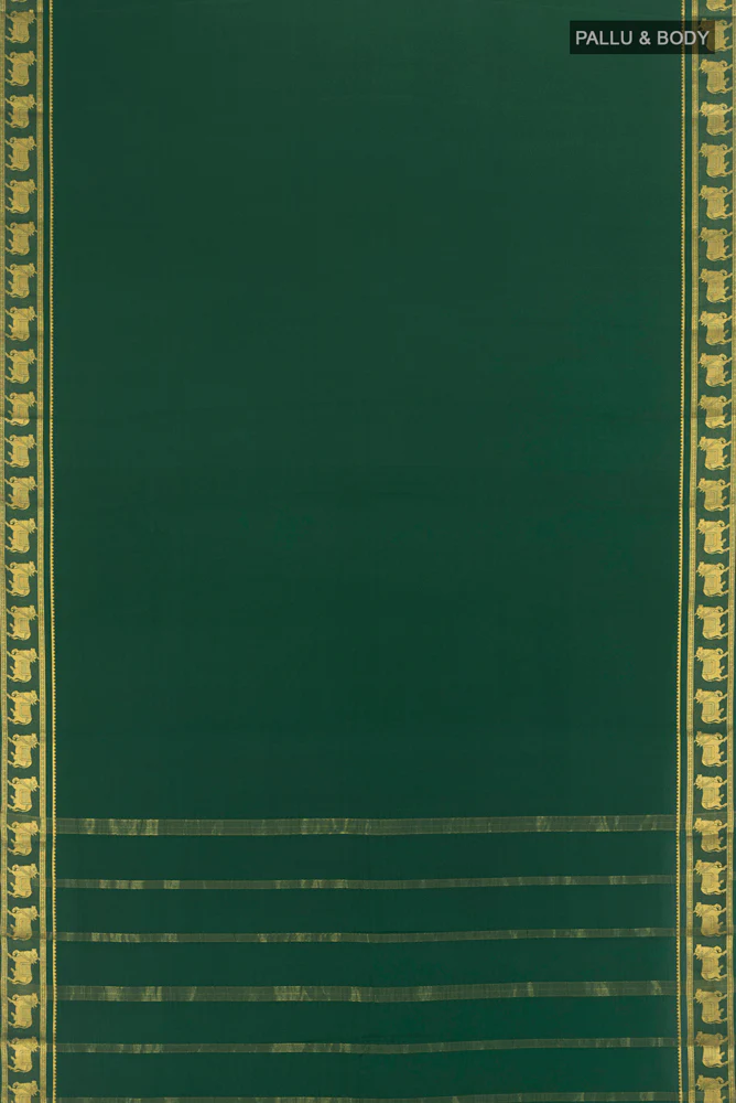 Bottle Green Mysore Crepe Saree - Image 5