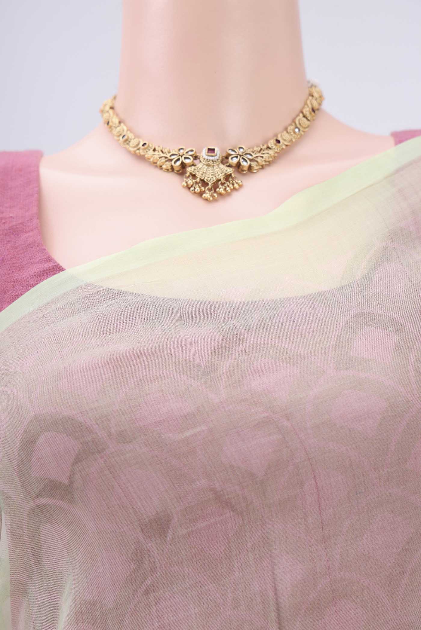 Mint Green Organza Silk Saree - Image 2