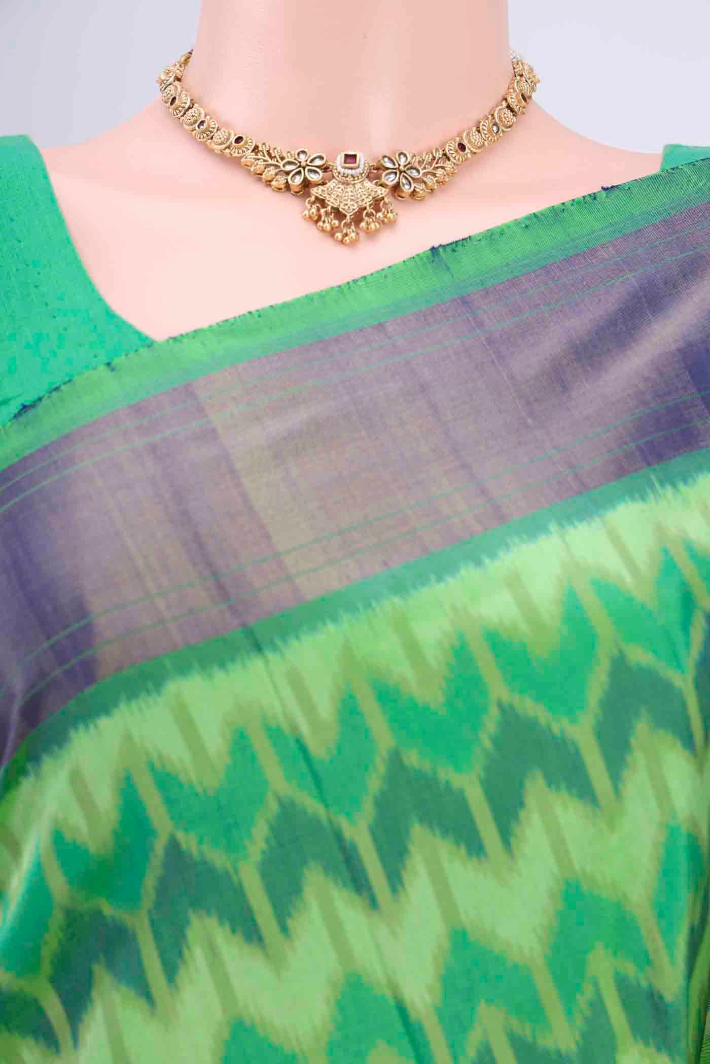 Mint Green Pochampally Saree - Image 2