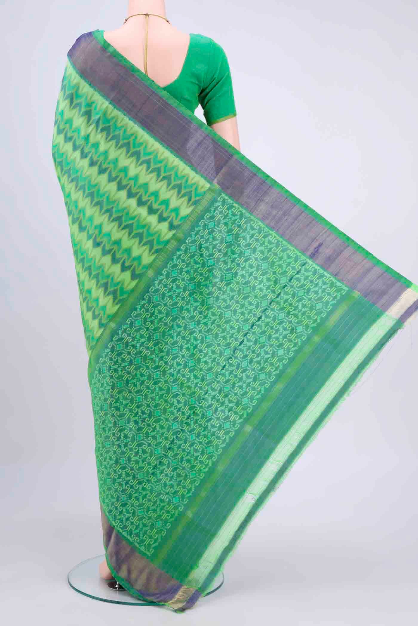 Mint Green Pochampally Saree - Image 3