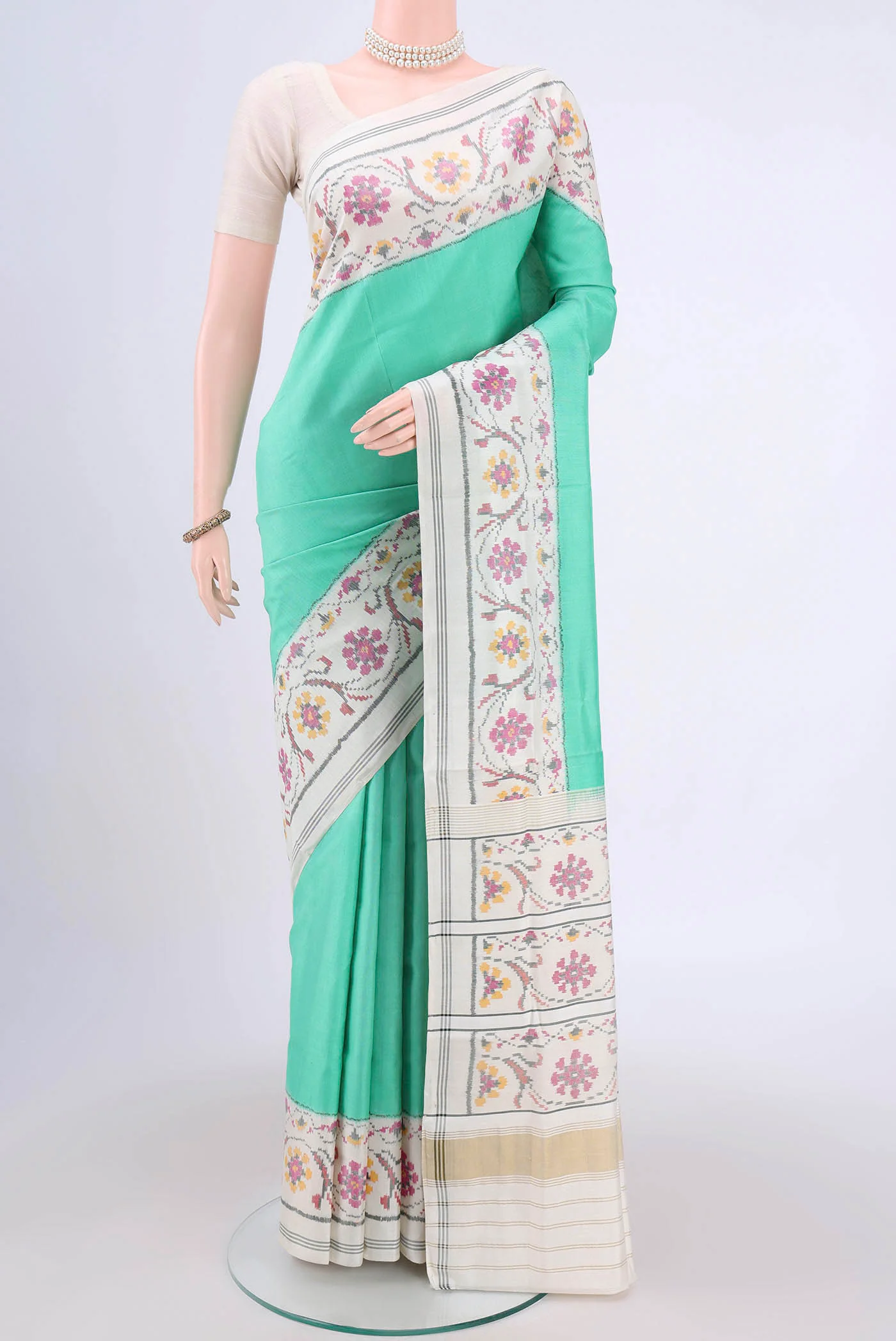 Sea Green Rajkot Patola Silk Saree