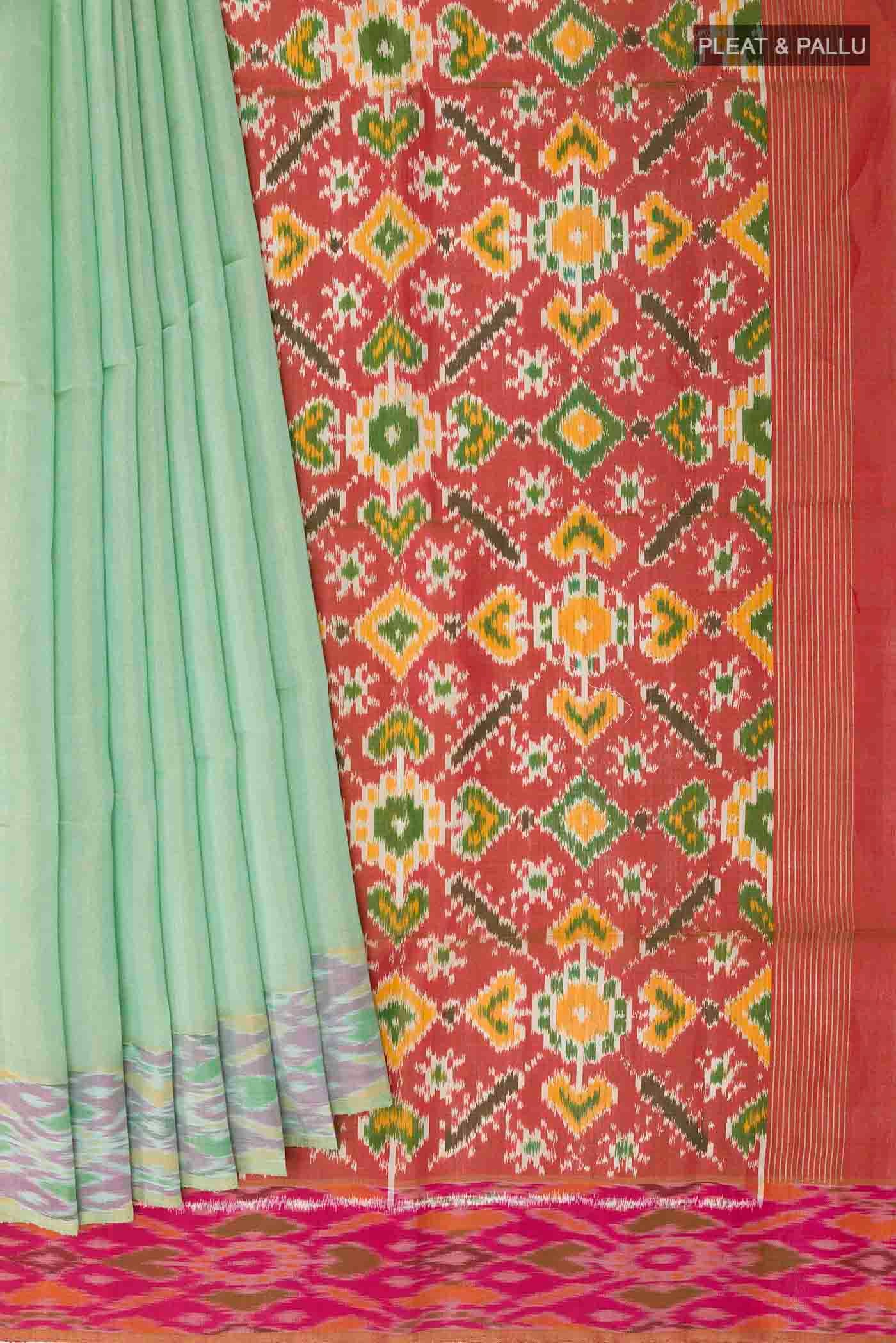 Mint Green Soft Silk Saree - Image 4