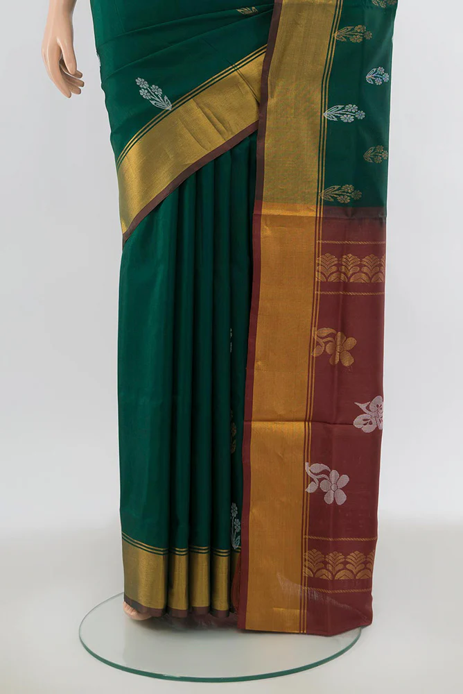 Green Uppada Silk Saree - Image 3