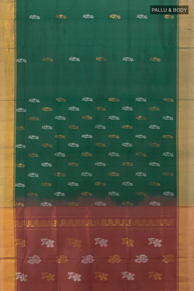 Bottle Green Uppada Silk Saree - Image 5