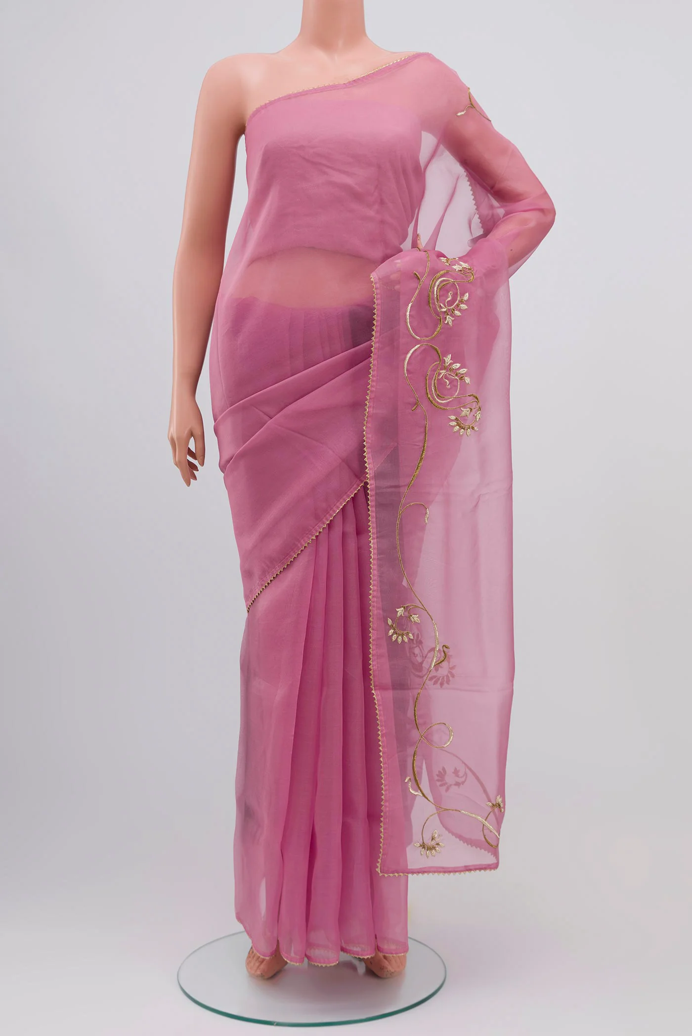 Mira-Baby pink Organza Silk Saree - Image 2