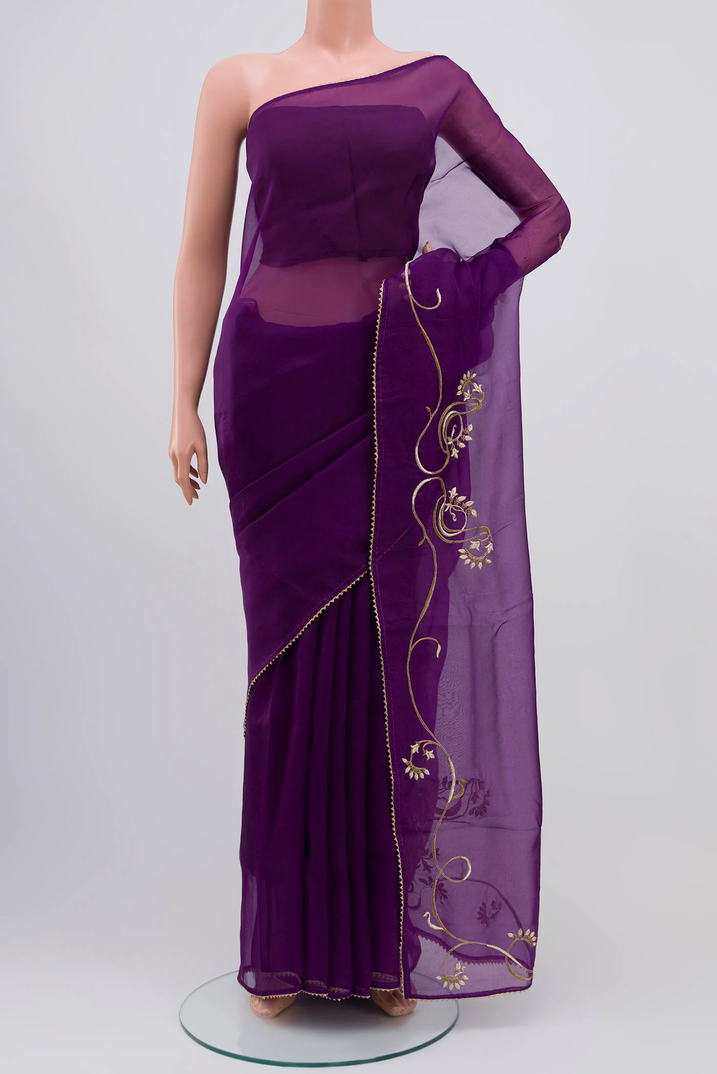 Mira-Violet Organza Silk Saree - Image 2