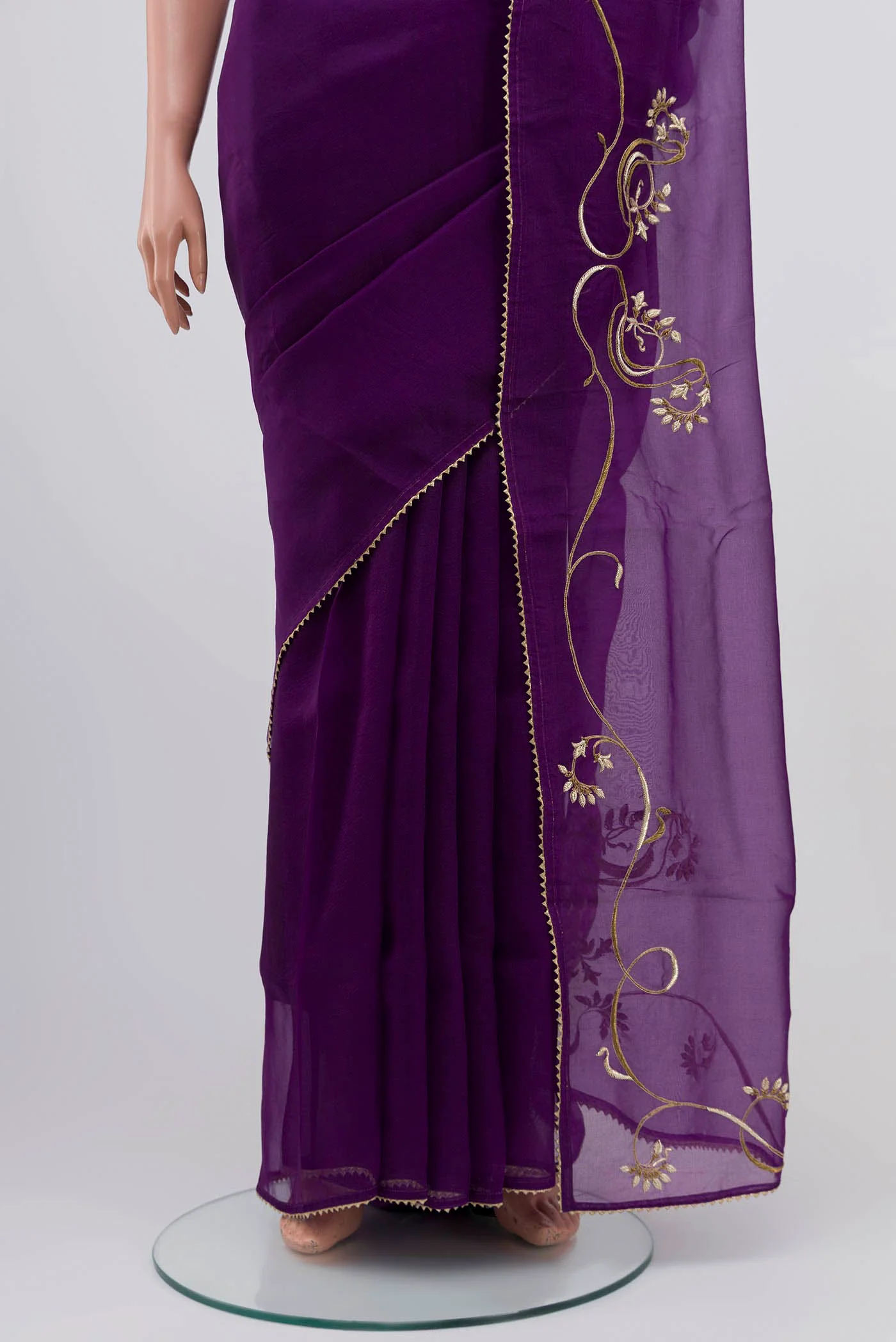 Mira-Violet Organza Silk Saree - Image 5