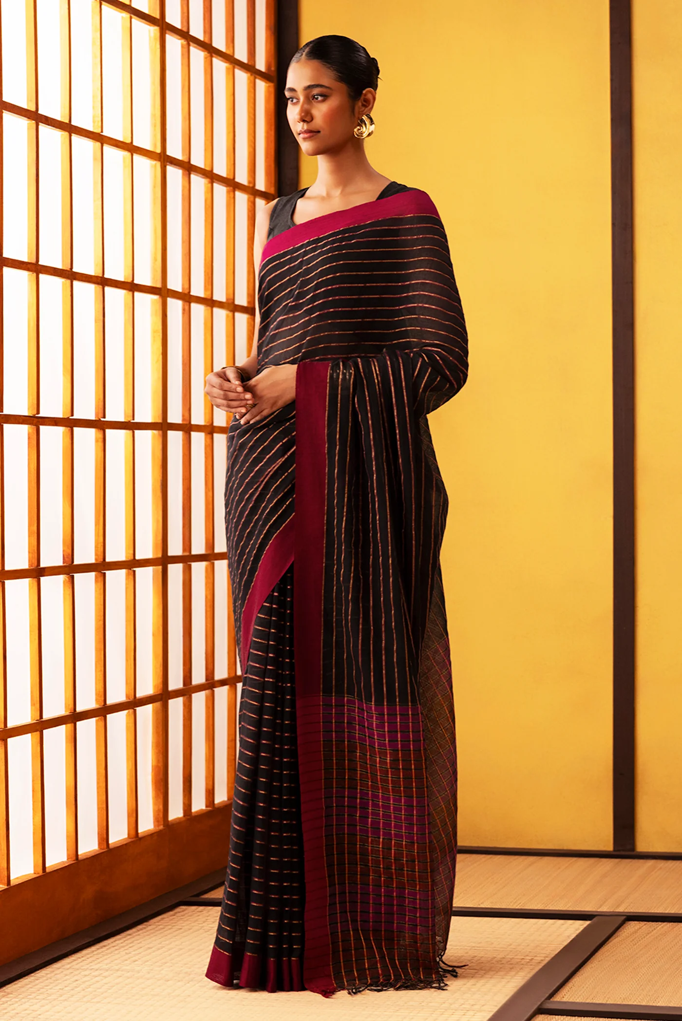 Mishri-Black Cotton Saree - Image 3