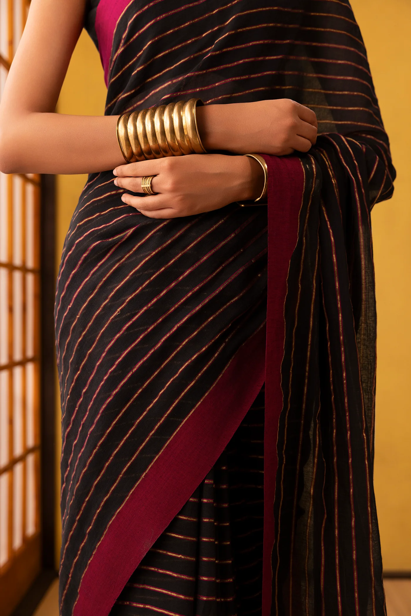 Mishri-Black Cotton Saree - Image 4