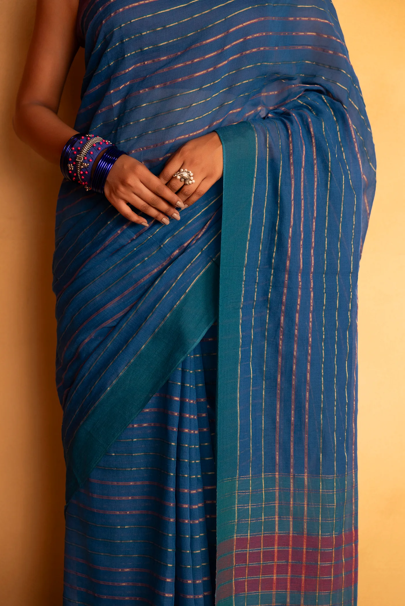 Mishri-Blue Cotton Saree - Image 4