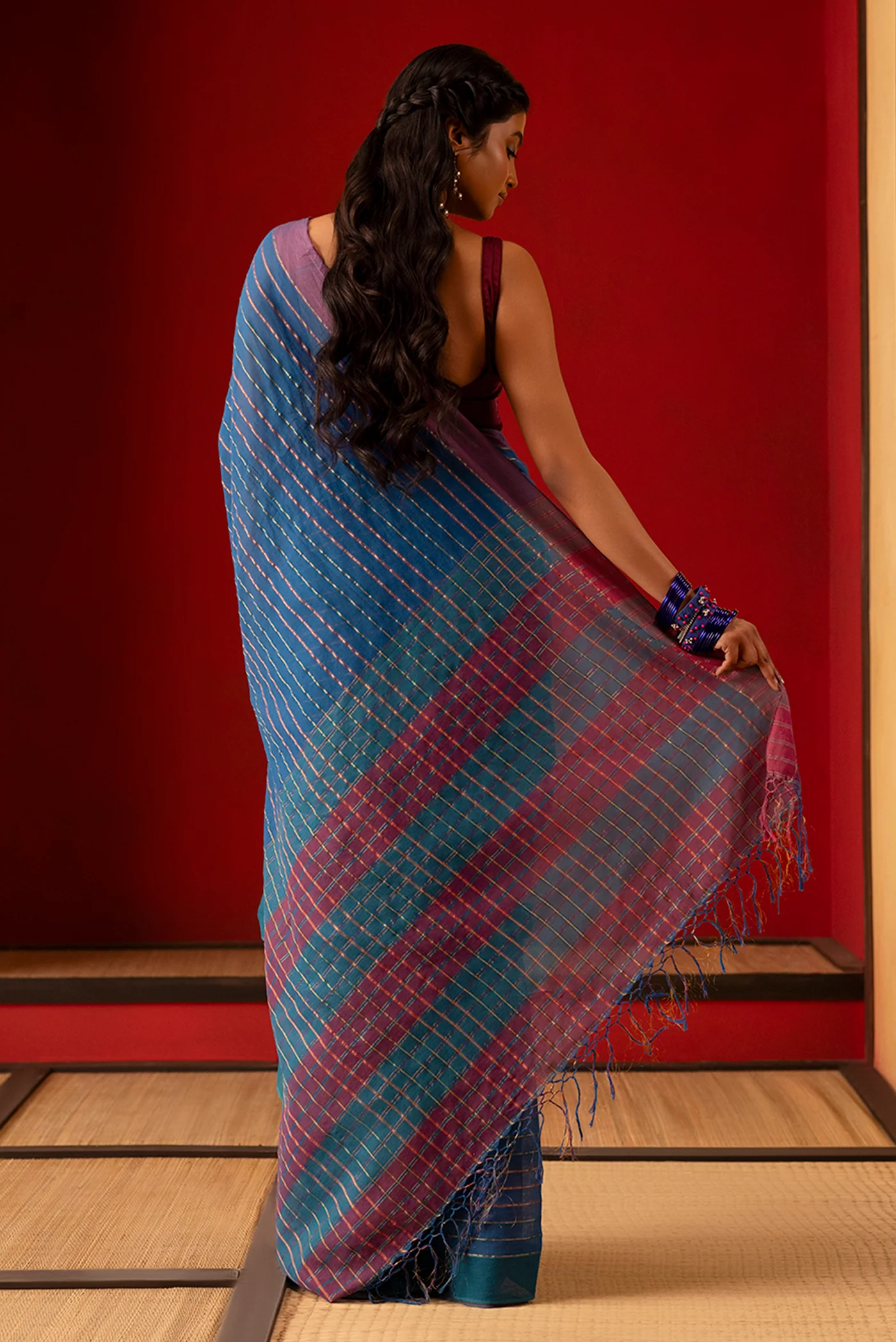 Mishri-Blue Cotton Saree - Image 6